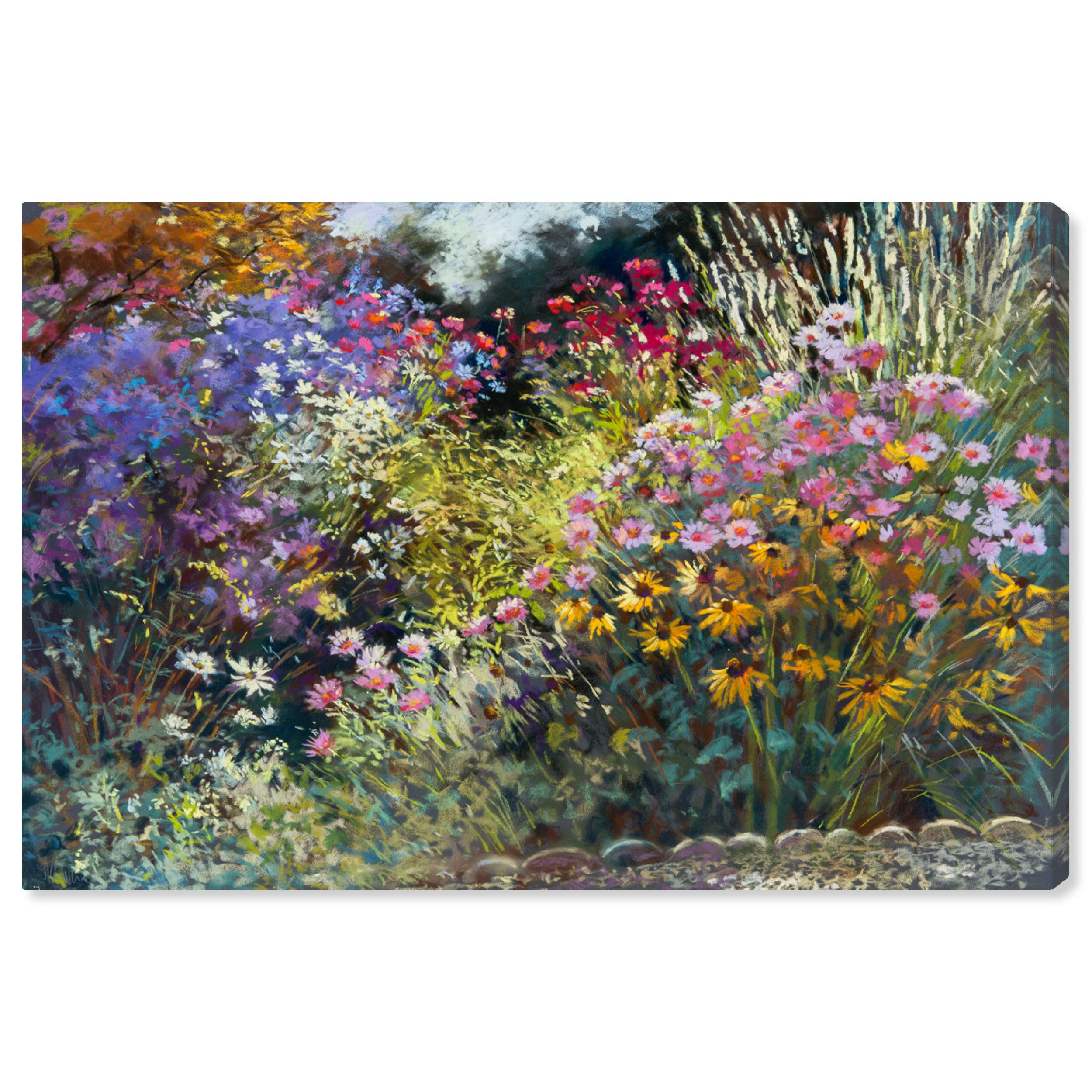 Amazon Brand – Stone & Beam Modern Impressionistic Floral Print Wall Art on Canvas, 36" x 24"