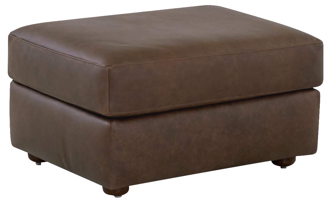 Amazon Brand – Stone & Beam Abigail Leather Ottoman, 29"W, Dark Brown