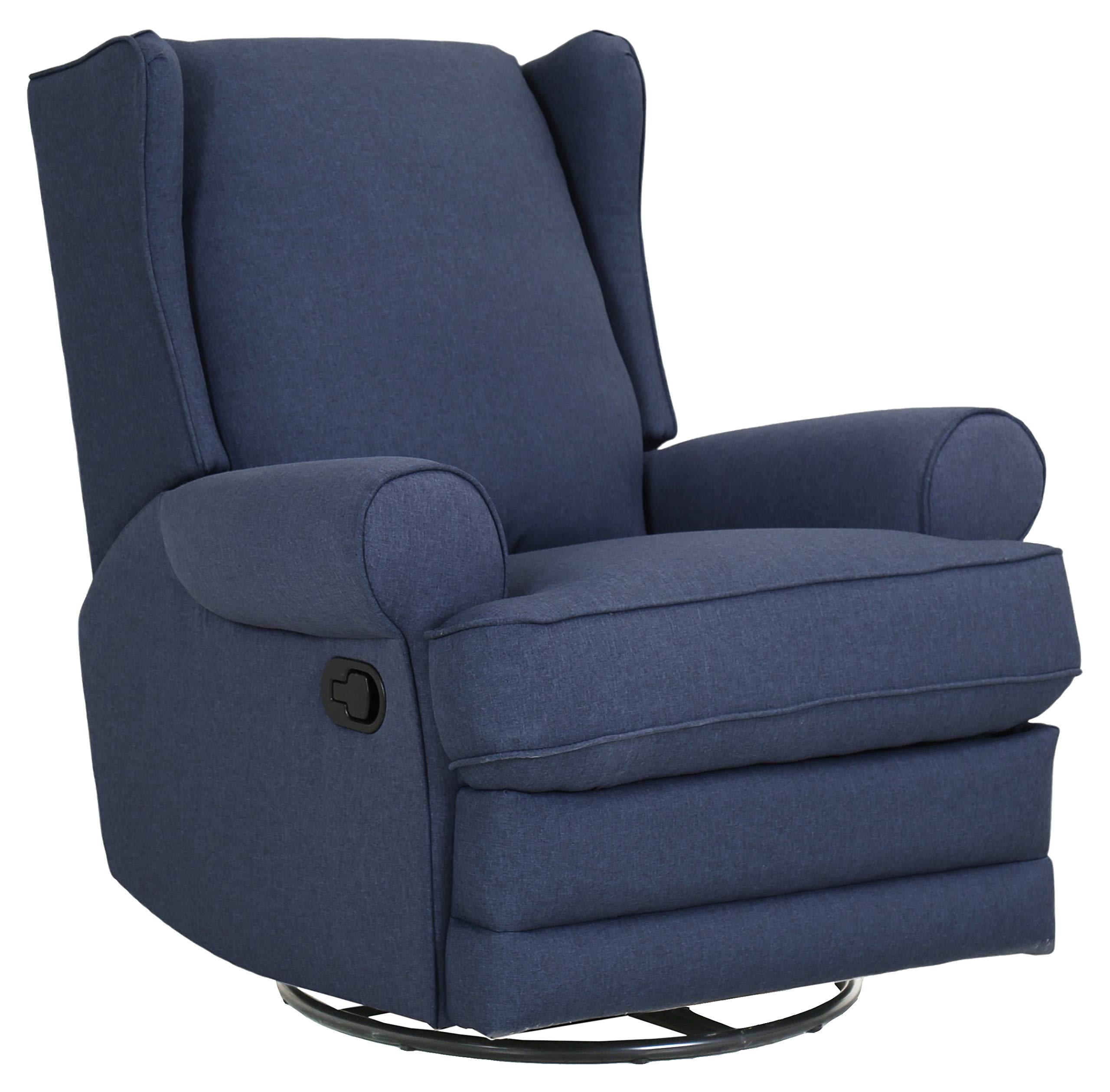 Amazon Brand – Ravenna Home Manning Swivel Base Recliner, 34.6"W, Blue