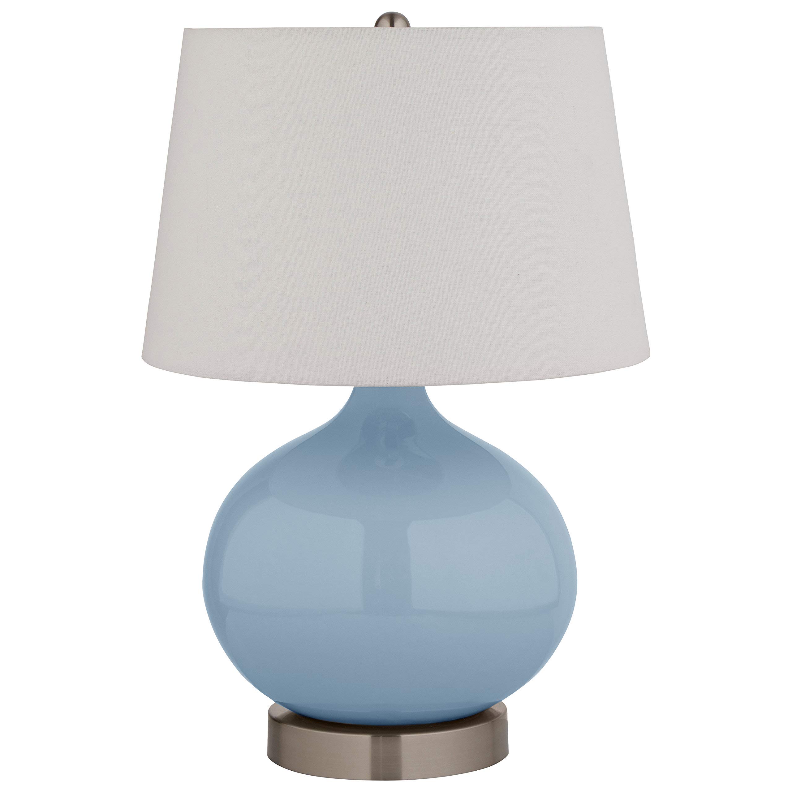 Amazon Brand – Stone & Beam Ceramic Bedside Table Lamp With Light Bulb And White Shade, 20"H, Slate Blue