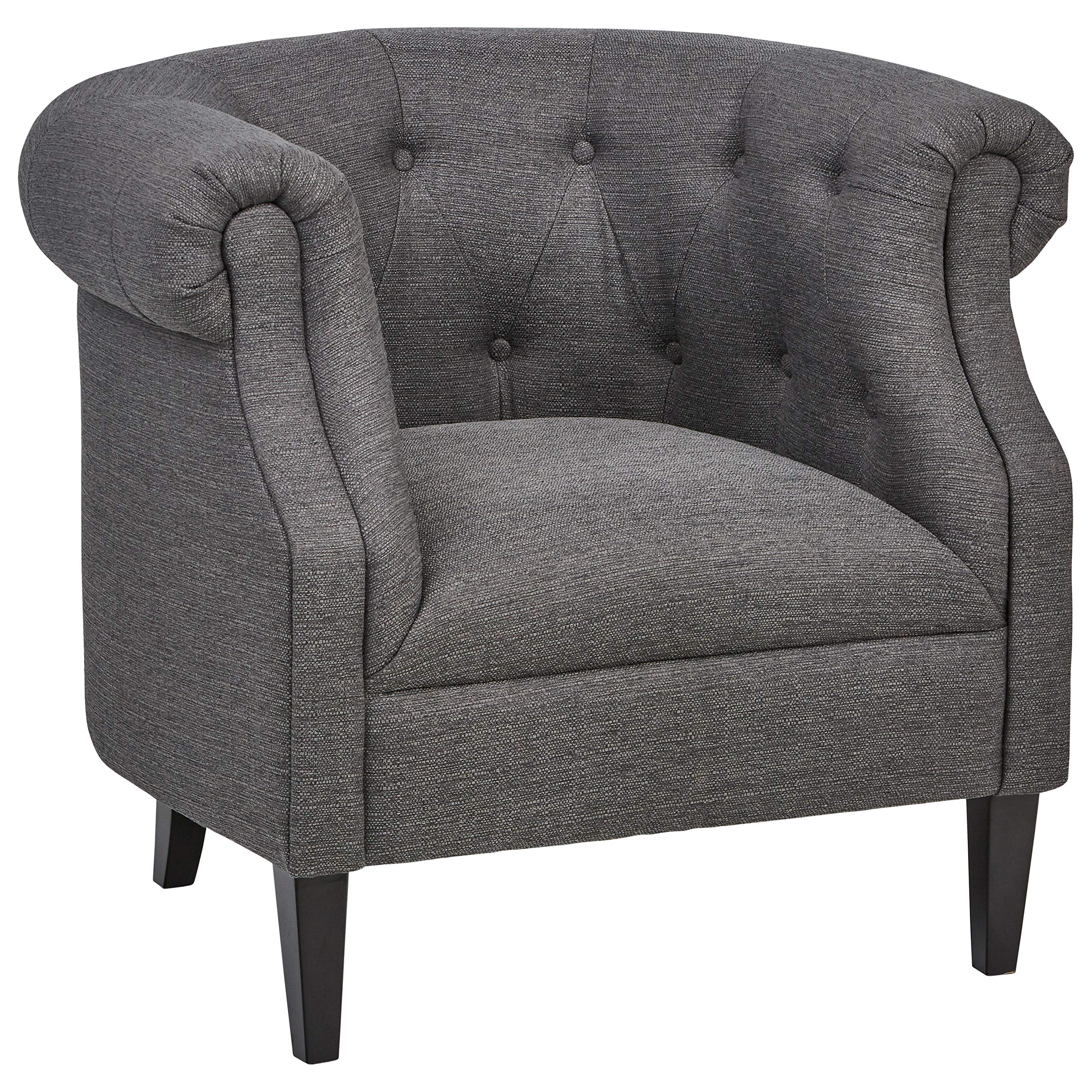 Amazon Brand – Ravenna Home Westcott Curved Tufted Rolled Arm Accent Chair, 34"W, Charcoal