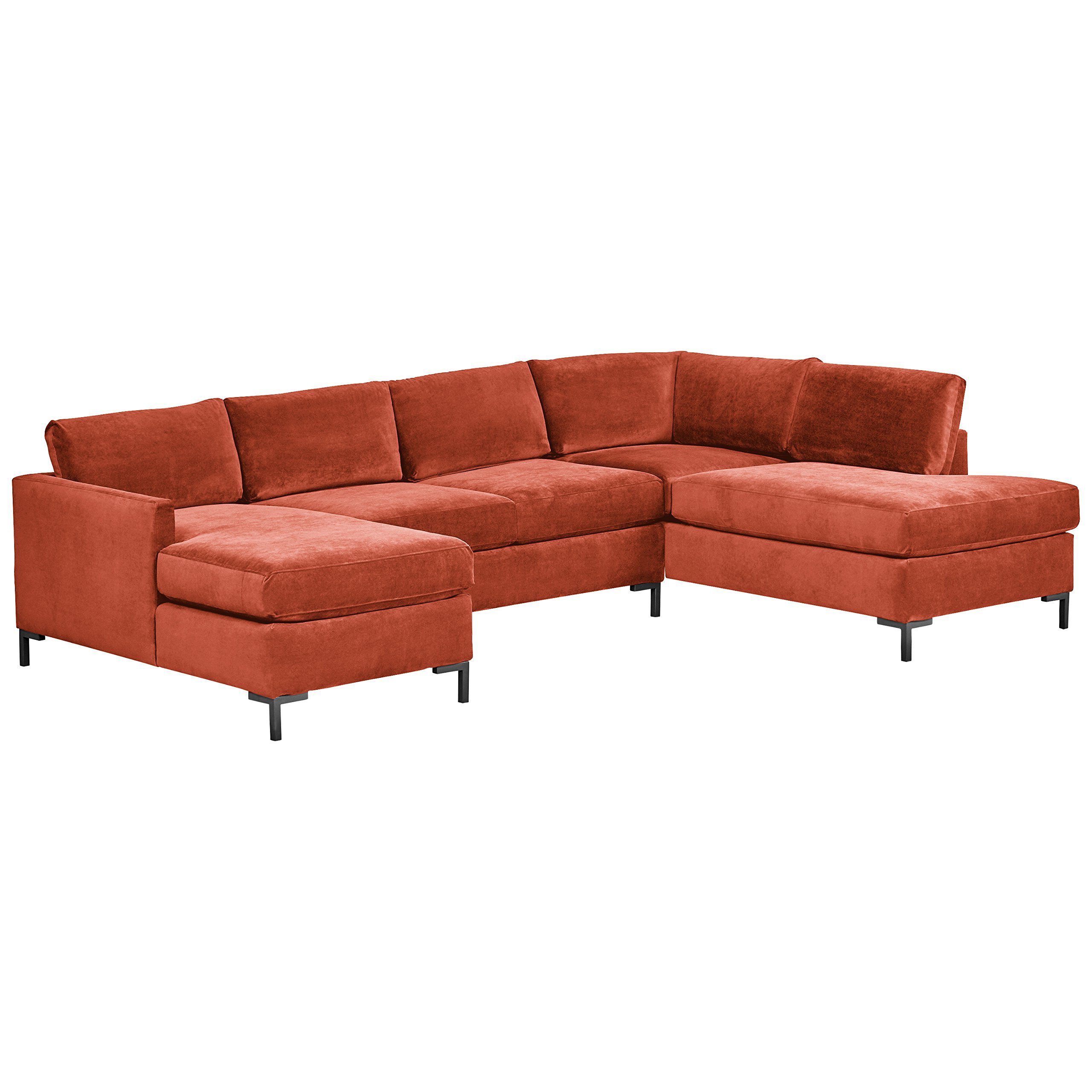 Amazon Brand – Rivet Edgewest Low Back Modern Right U-Sectional, 117"W, Rouge Red