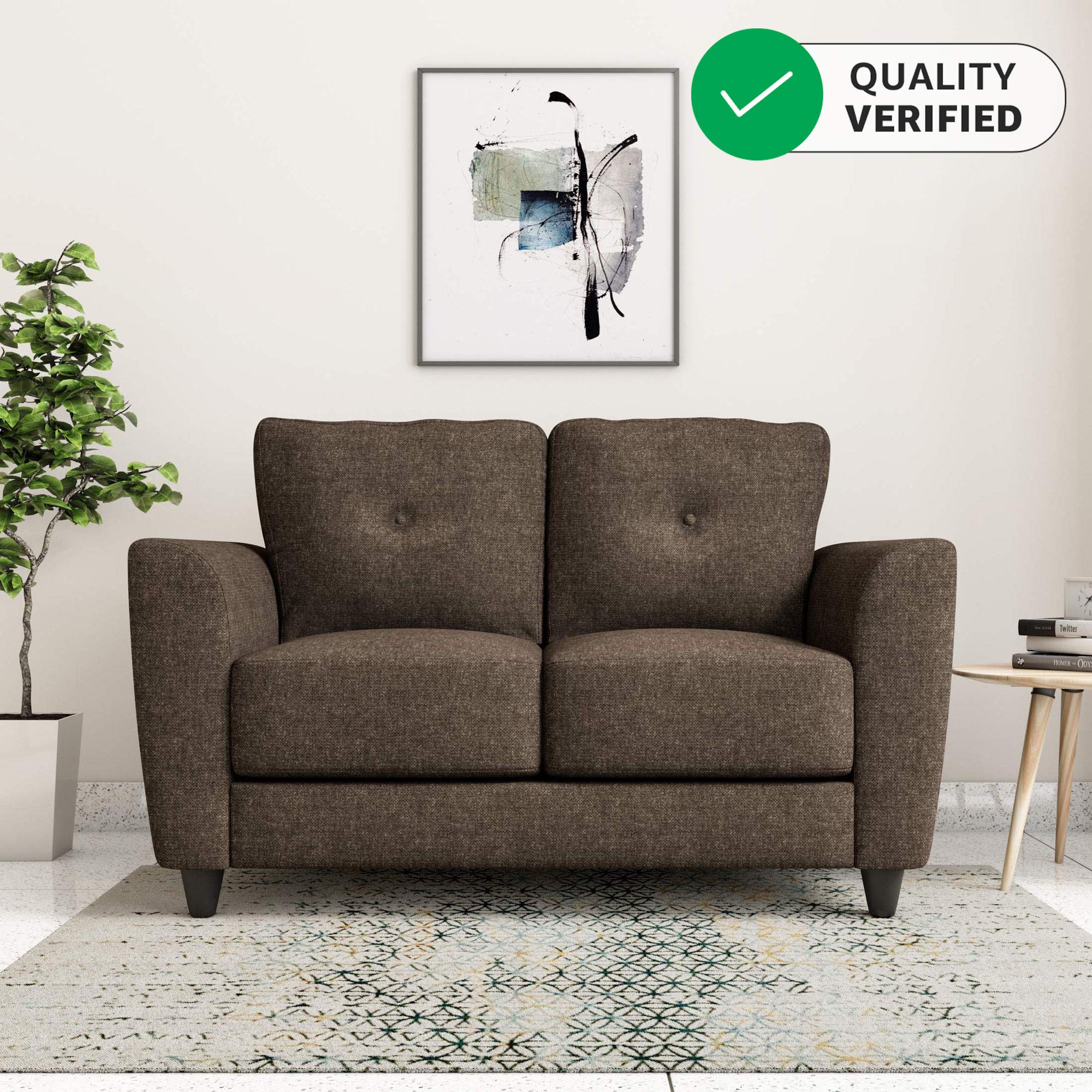 Amazon Brand - Solimo Royale 2 Seater Fabric Sofa (Brown)