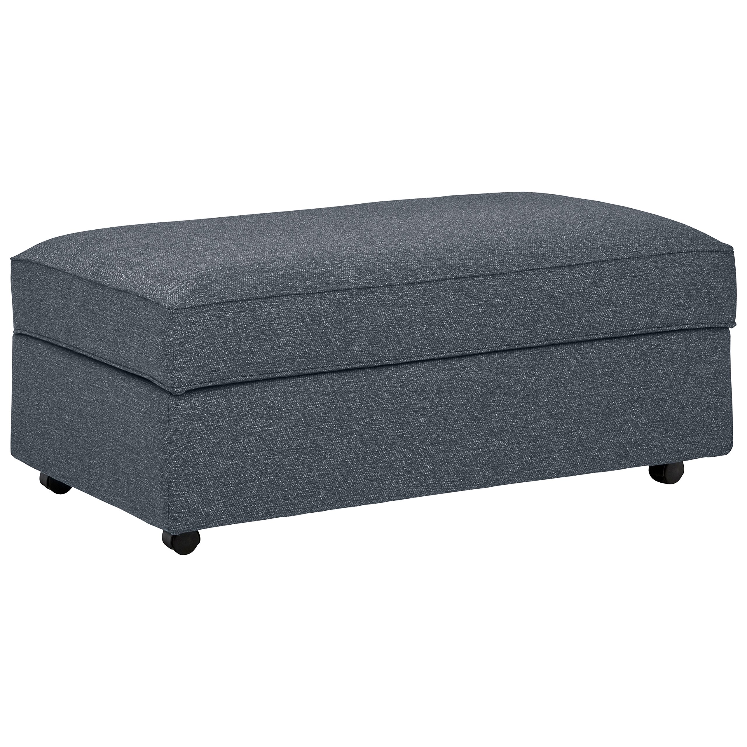 Amazon Brand – Stone & Beam Stella Storage Ottoman on Wheels, 47"W, Blue