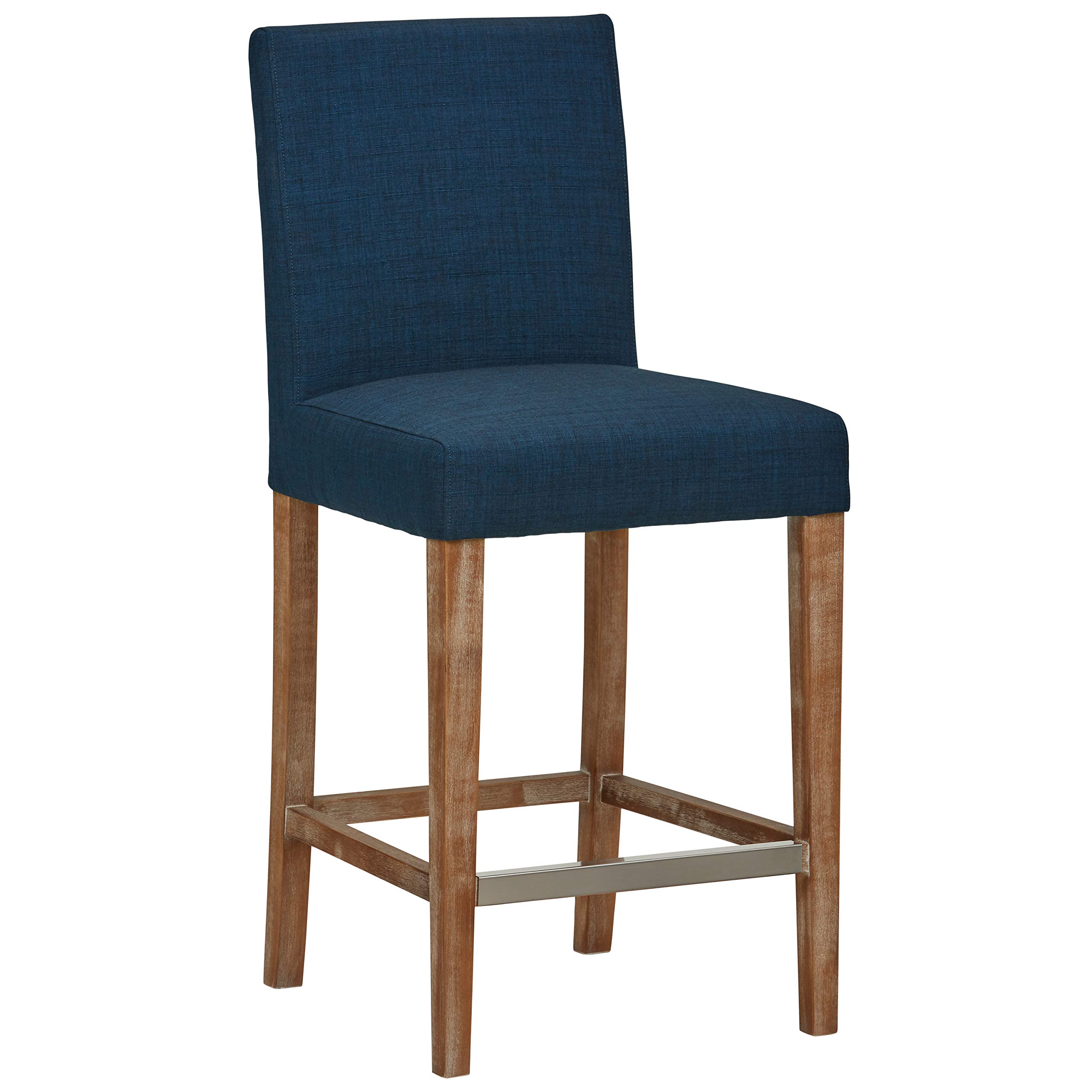 Amazon Brand – Stone & Beam Hartford Modern Denim-Style Fabric Kitchen Counter-Height Bar Stool, 40.5"H, Navy Blue