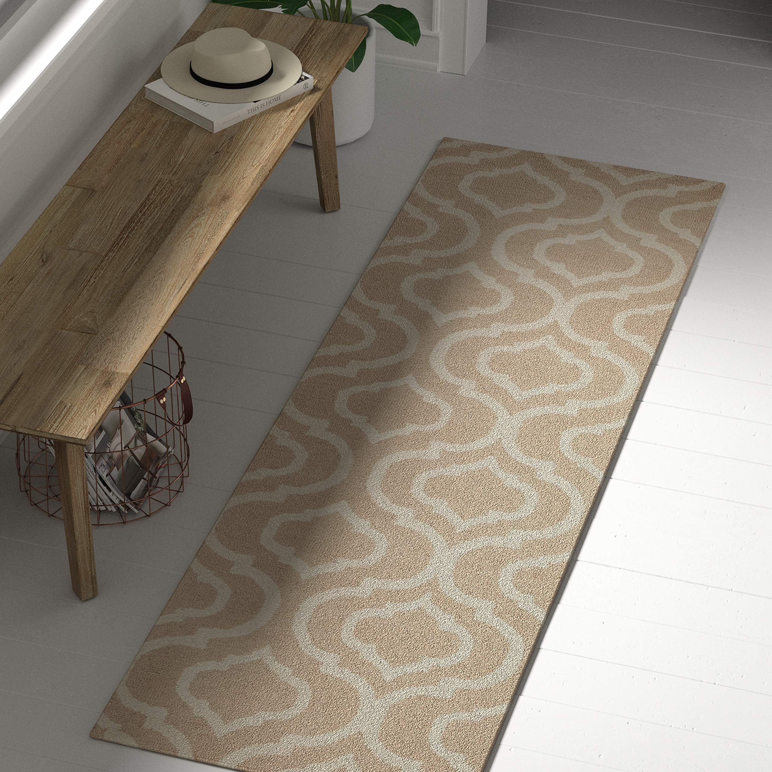 Amazon Brand – Stone & Beam Contemporary Hourglass Wool Rug, 2'3" x 7'6", Beige