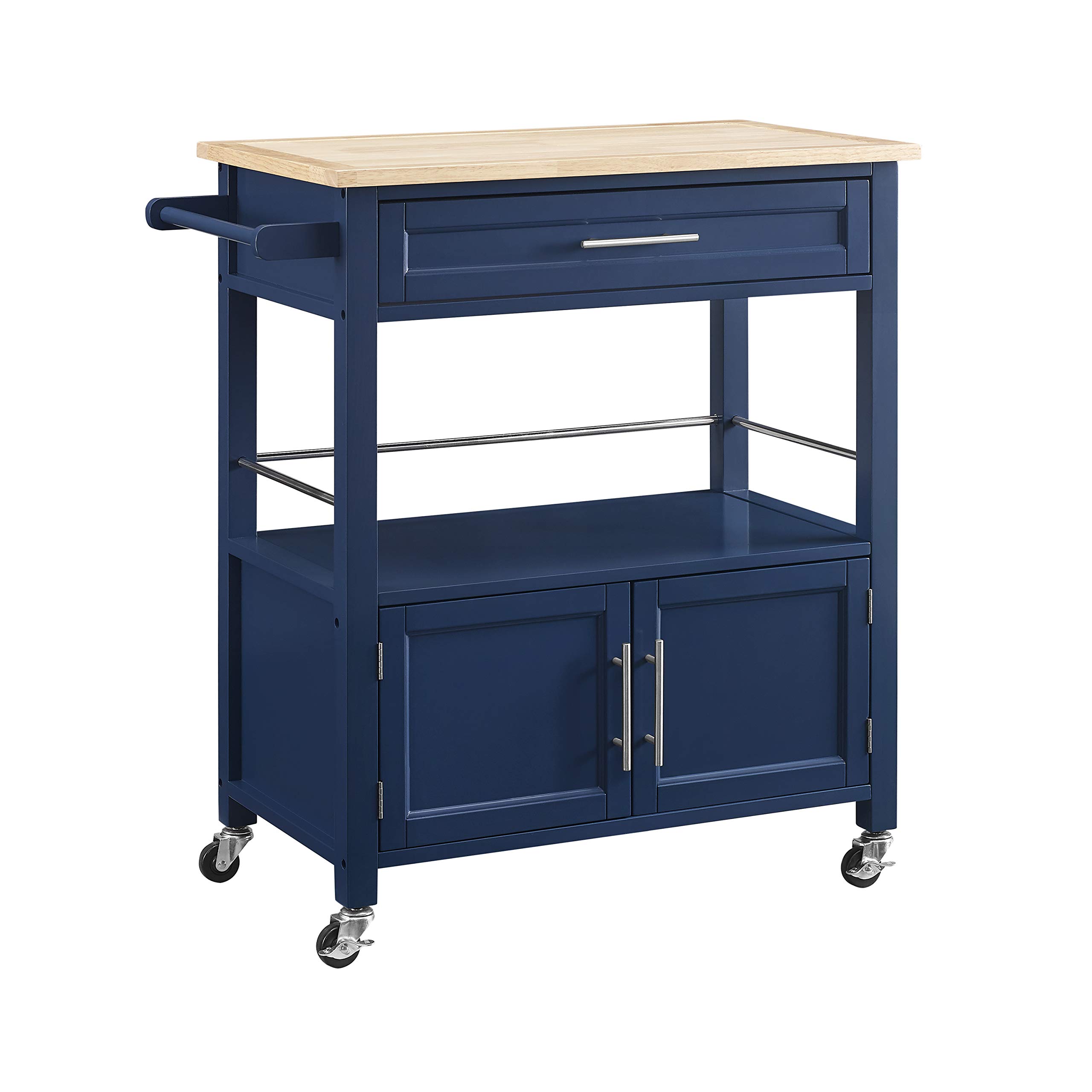Ravenna Home 2-Drawer Kitchen Cart, 36.5"H, Denim Wood