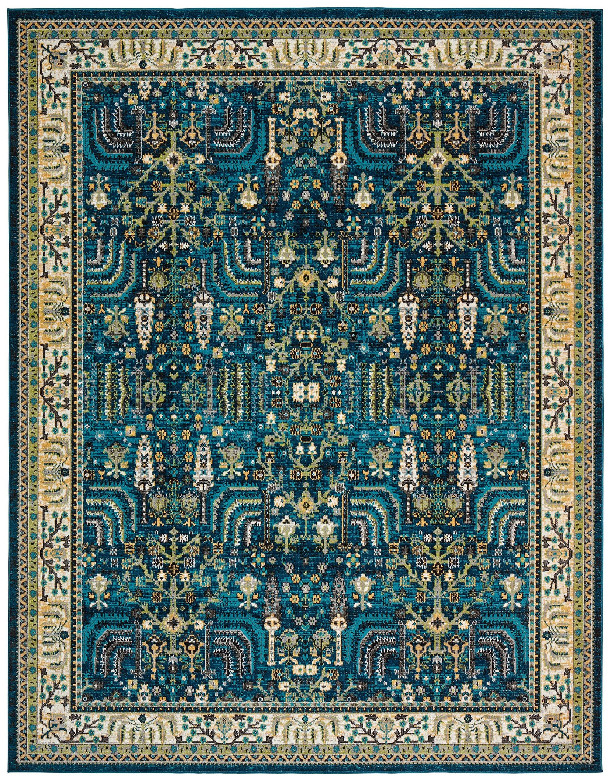 Amazon Brand – Stone & Beam Traditional Royal Area Rug, 3' 11" x 5' 11", Teal