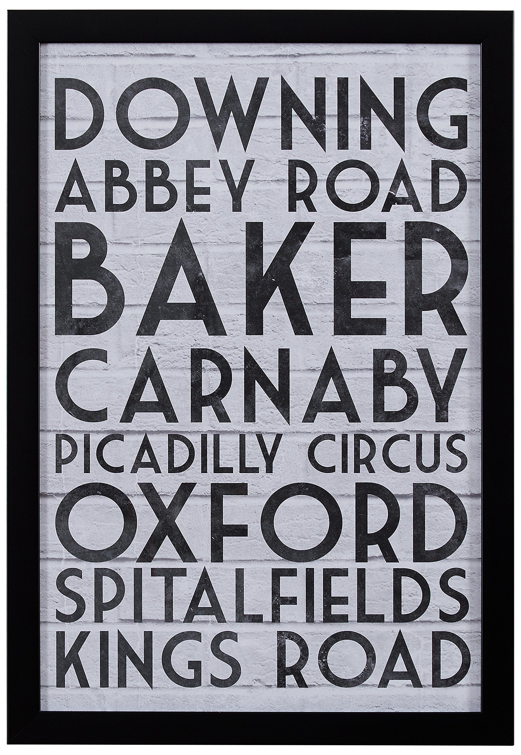 Amazon Brand – Stone & Beam Modern Black & White London Street London Street Names Print, Black Frame, 12" x 17"