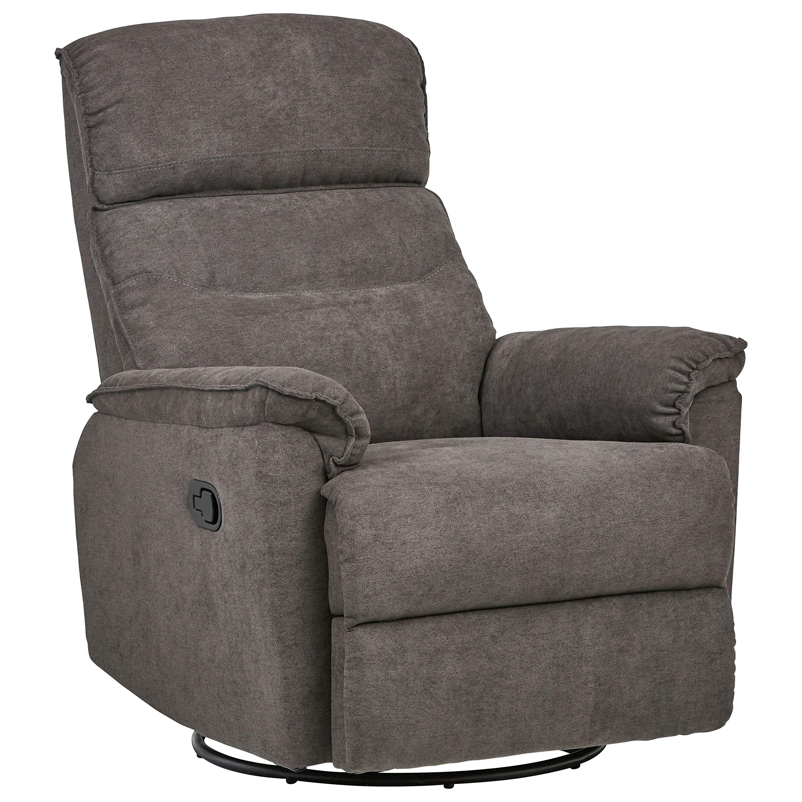 Amazon Brand – Ravenna Home Pull Recliner with 360 Rotating Swivel Glider, Living Room Chair, 39"W, Grey