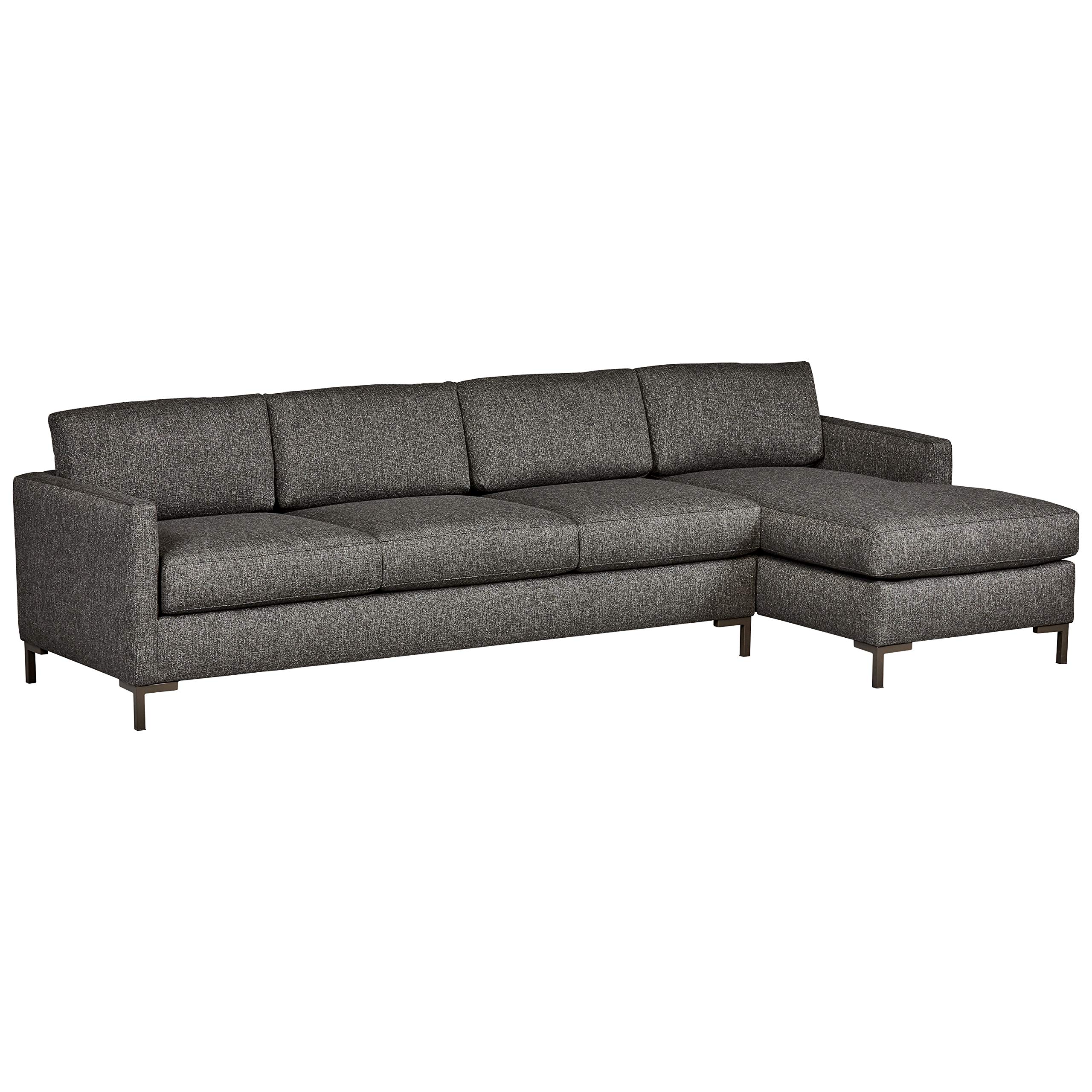 Amazon Brand – Rivet Edgewest Low Back Modern Right Chaise Sofa Sectional, 115"W, Charcoal Grey