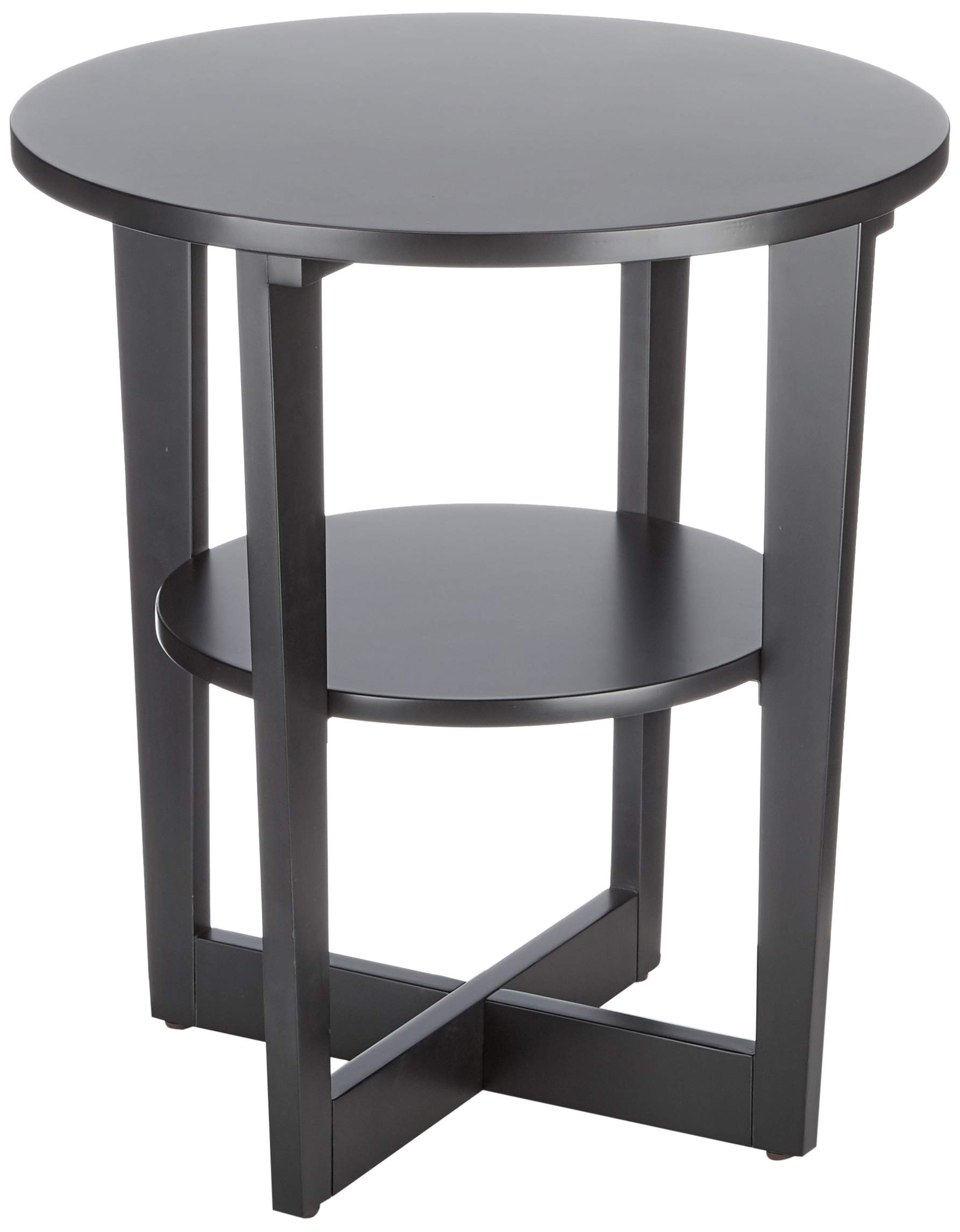 Marca Amazon - Rivet - Mesa de centro redonda con estante, 50 x 50 x 55 cm, negro