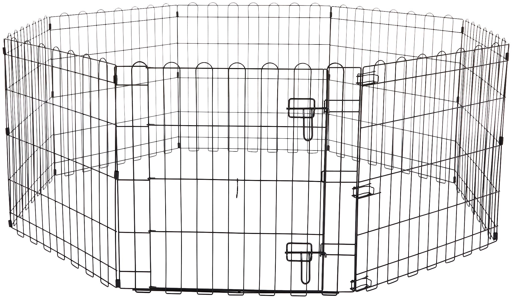 AmazonBasics Foldable Metal Pet Dog Exercise Fence Pen With Gate - 60 x 60 x 24 Inches