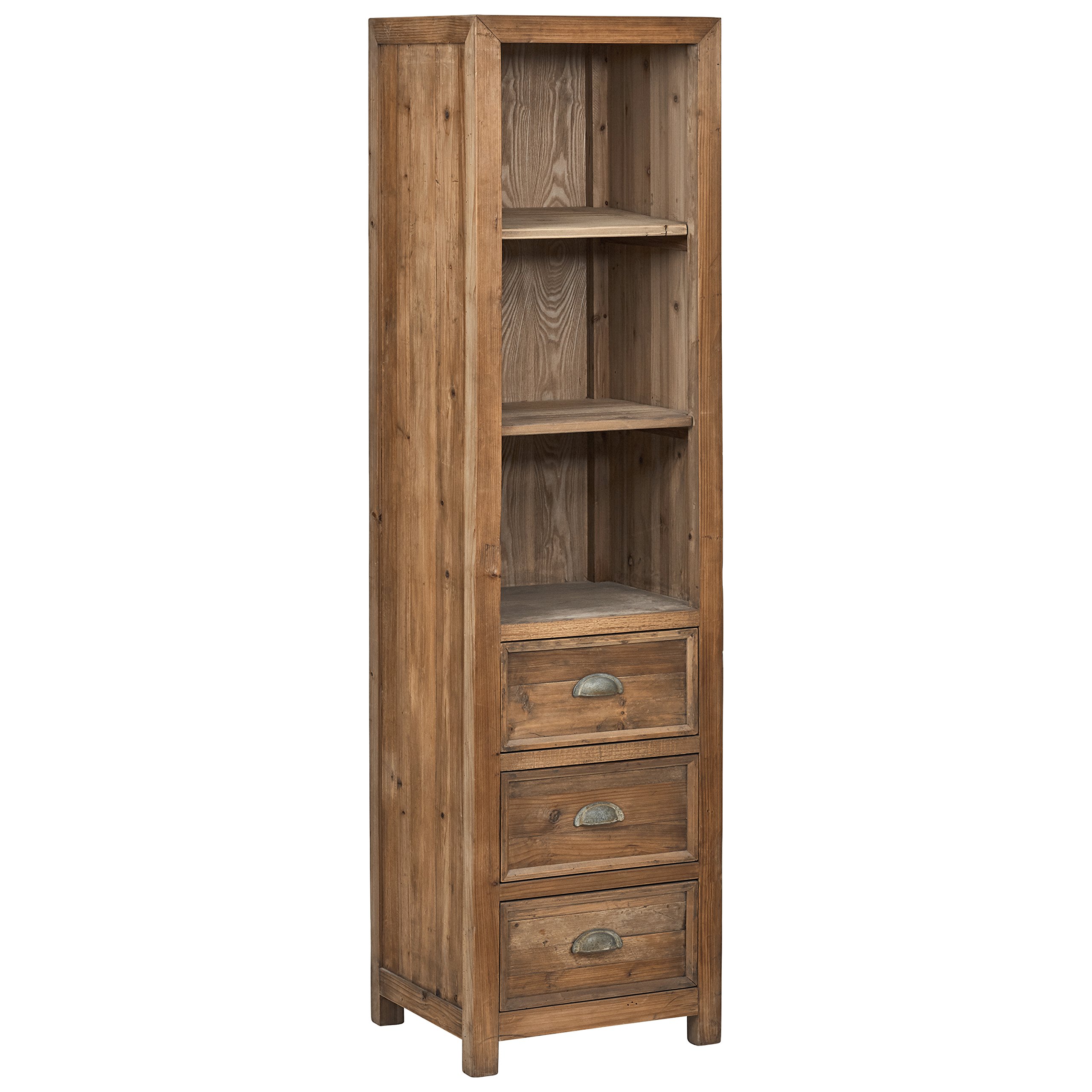 Amazon Brand – Stone & Beam Bryson Tall Narrow 3-Drawer Bookcase, 19.7"W, Wood
