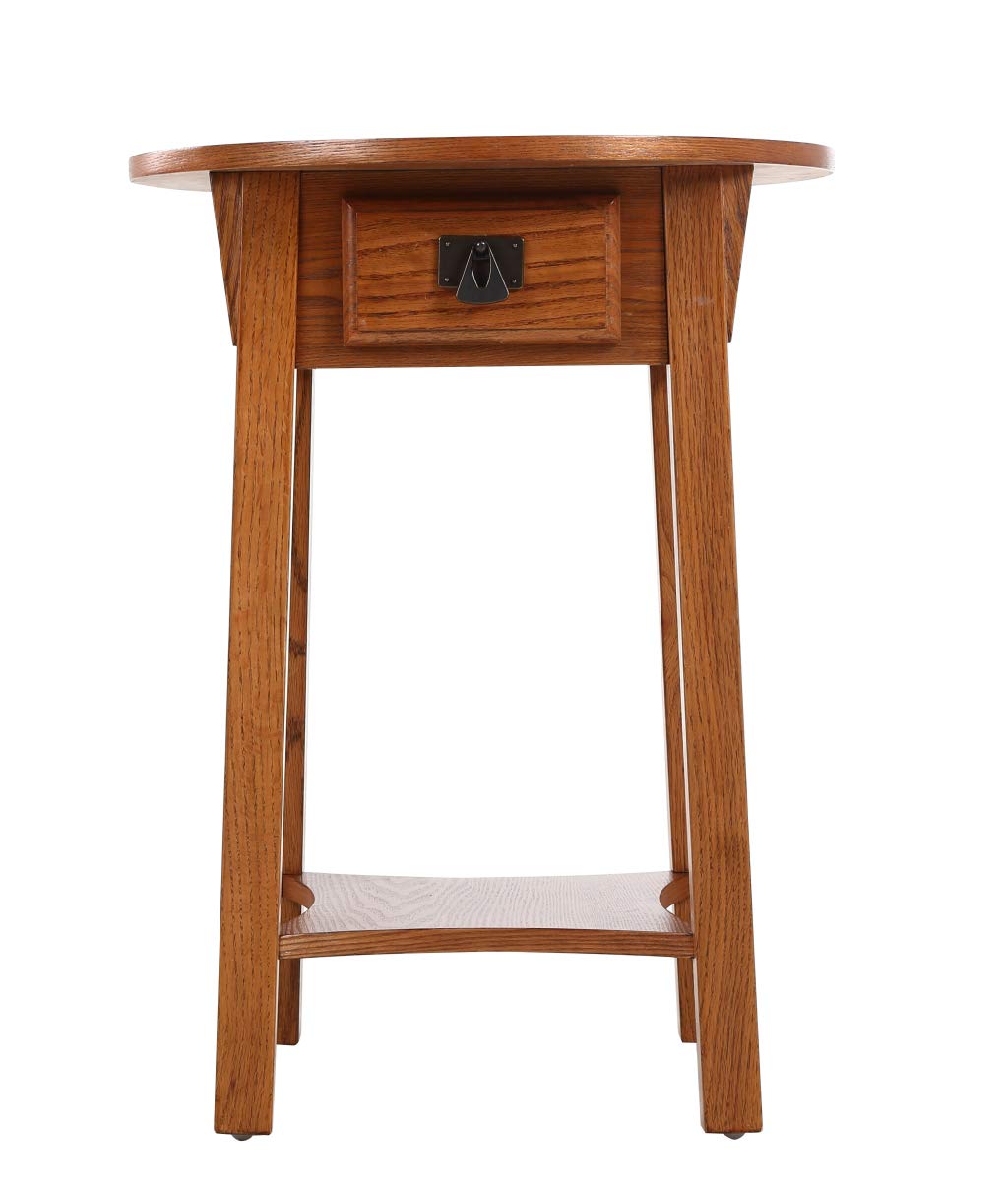 Phoenix Home Tilburg Wood End Table with Drawer and Lower Shelf, Forest Oak