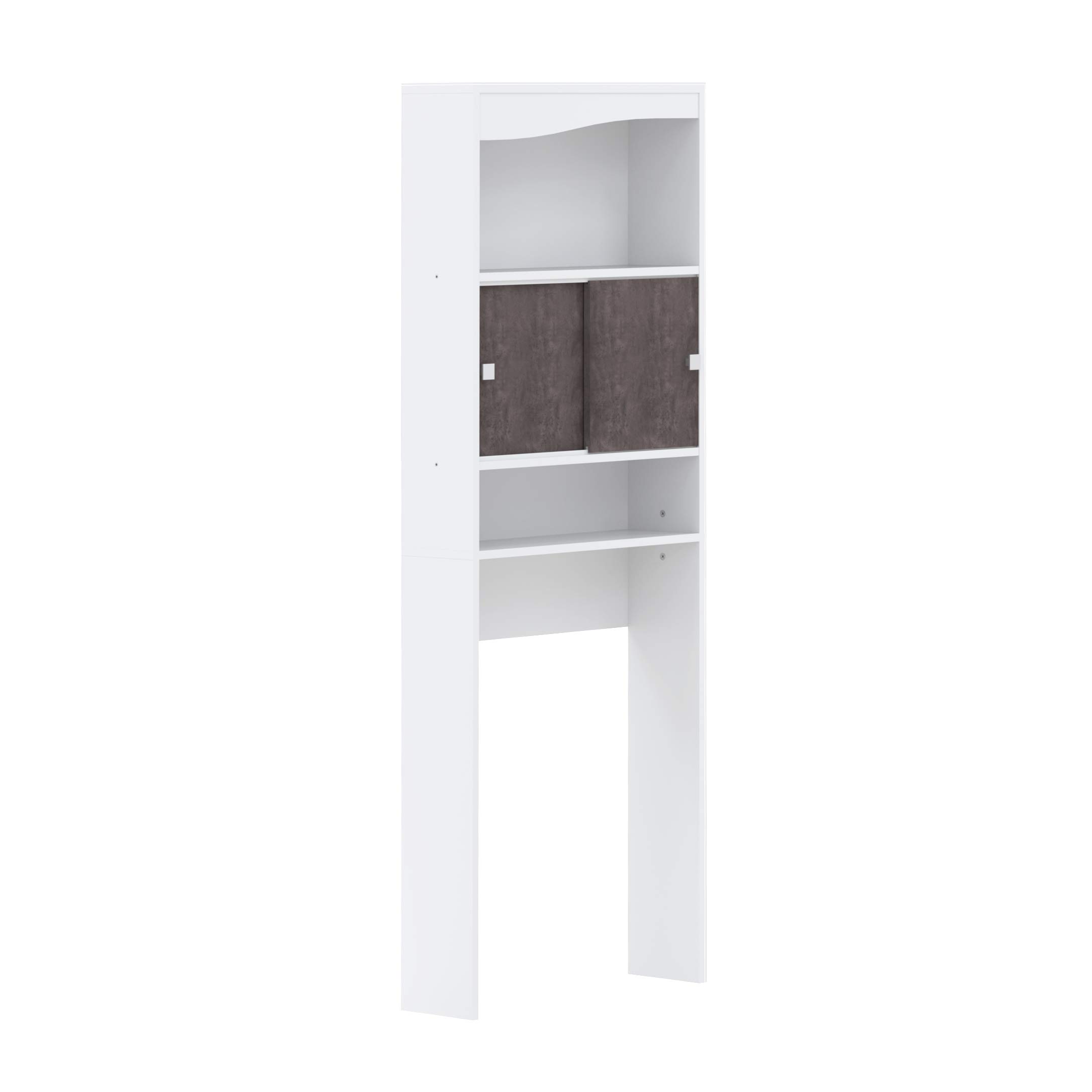Marca Amazon - AmazonBasics - Mueble de baño, 64.3 x 19.2 x 177 cm (largo x ancho x alto), blanco y efecto hormigón