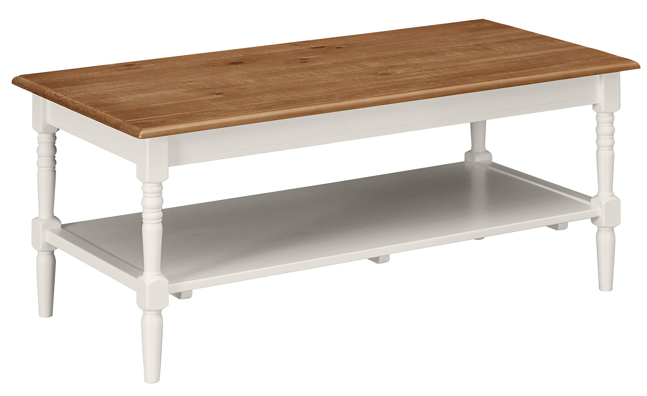 Amazon Brand – Ravenna Home Amber Rustic Farmhouse Shelf Coffee Table, 44"W, Natural and White