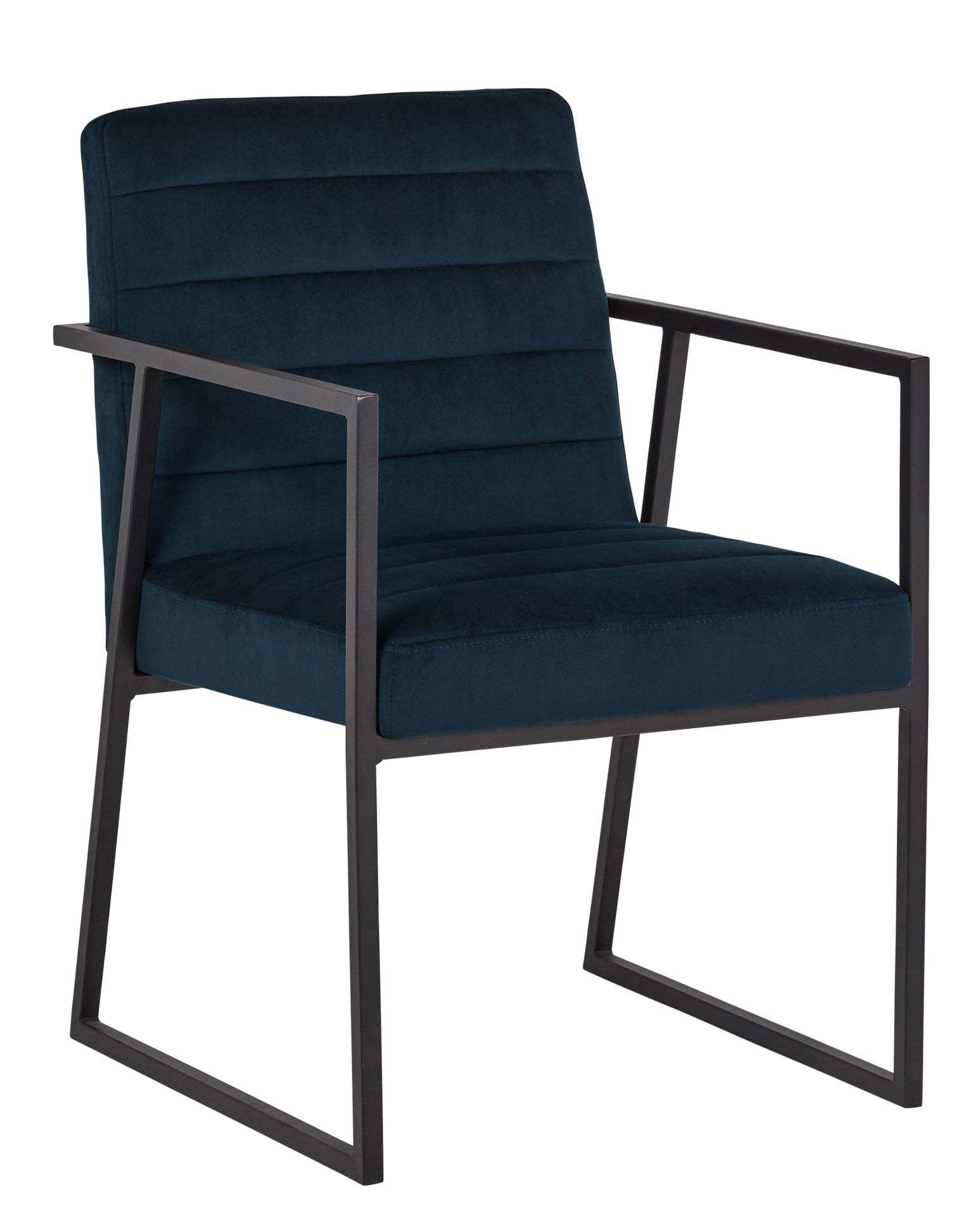 Amazon Brand – Rivet Allie Velvet Industrial Mid-Century Dining Kitchen Chair, 33"H, Blue and Black