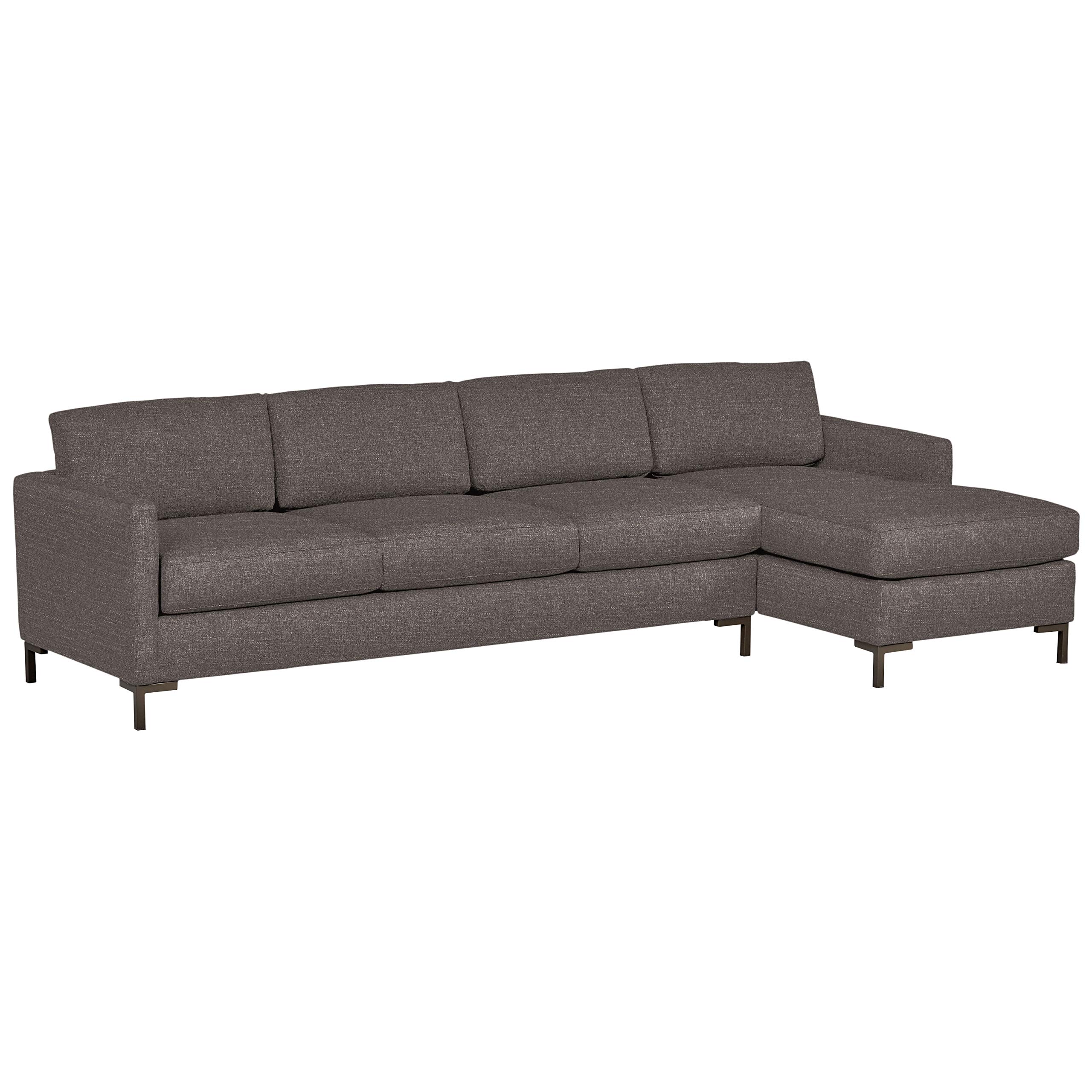 Amazon Brand – Rivet Edgewest Low Back Modern Right Chaise Sofa Sectional, 115"W, Slate Brown