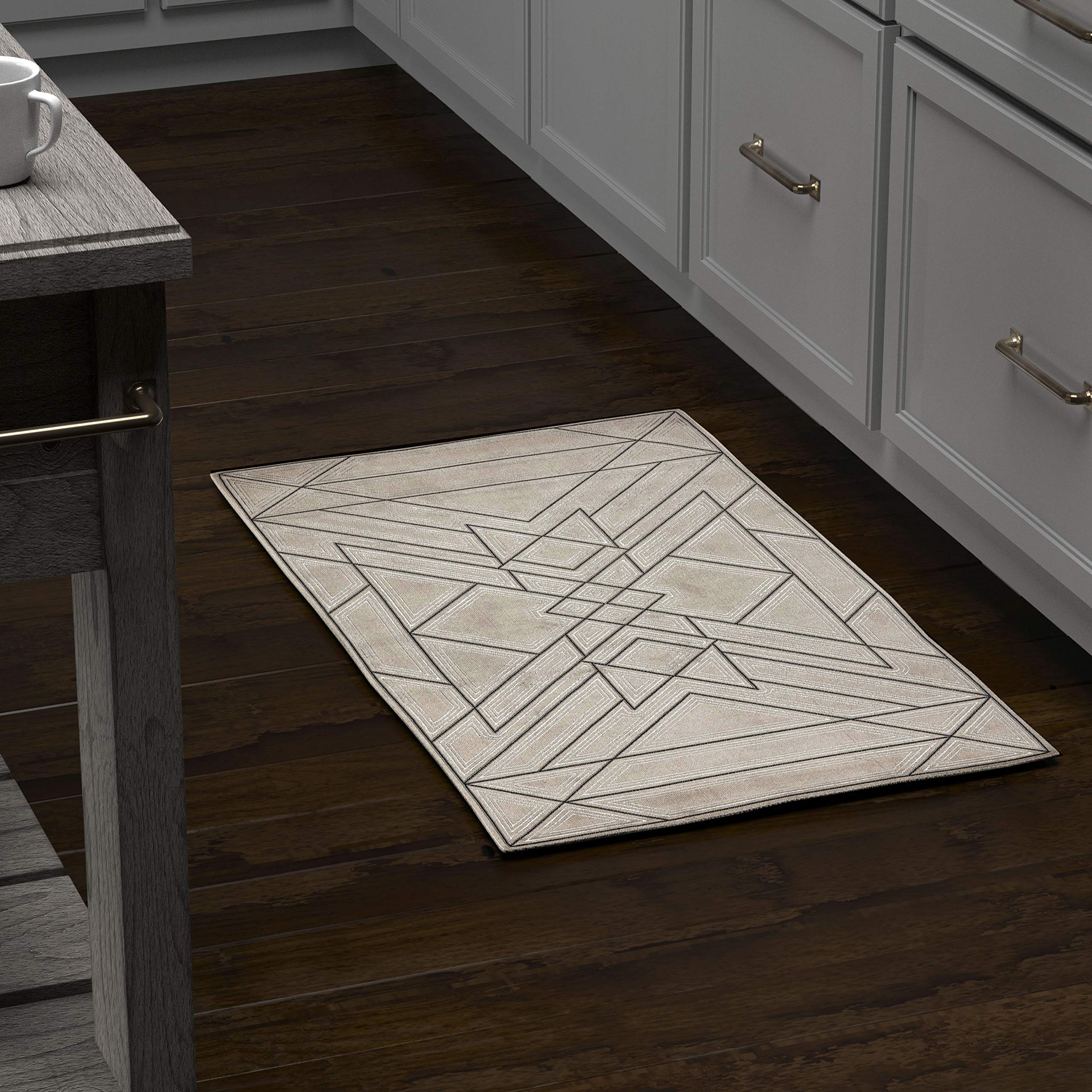 Amazon Brand – Rivet Contemporary Area Rug, 1' 8" x 2' 10", Taupe and Grey