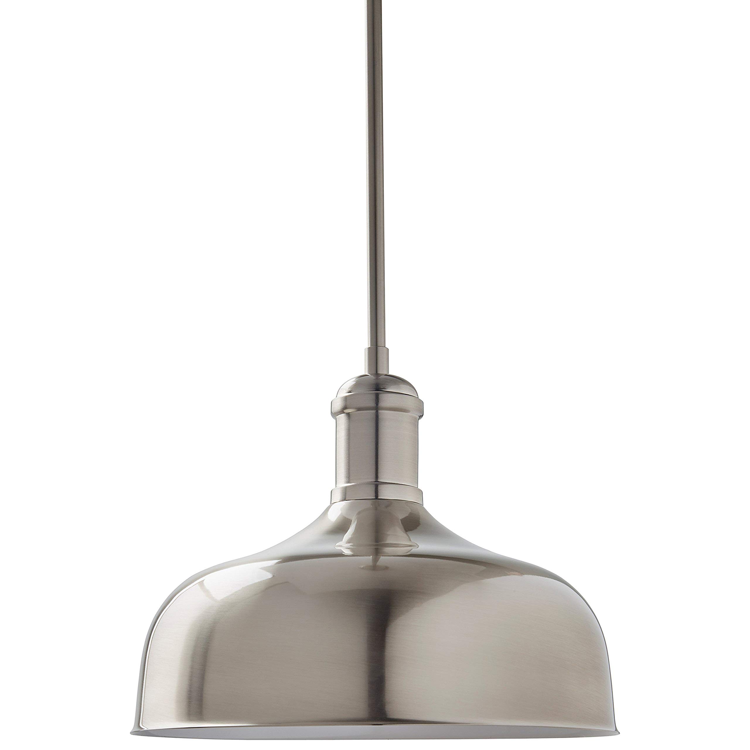 Amazon Brand – Stone & Beam Modern Round Ceiling Pendant Chandelier Fixture - 12 Inch Shade, 12.5 - 60.5 Inch Cord, Brushed Nickel