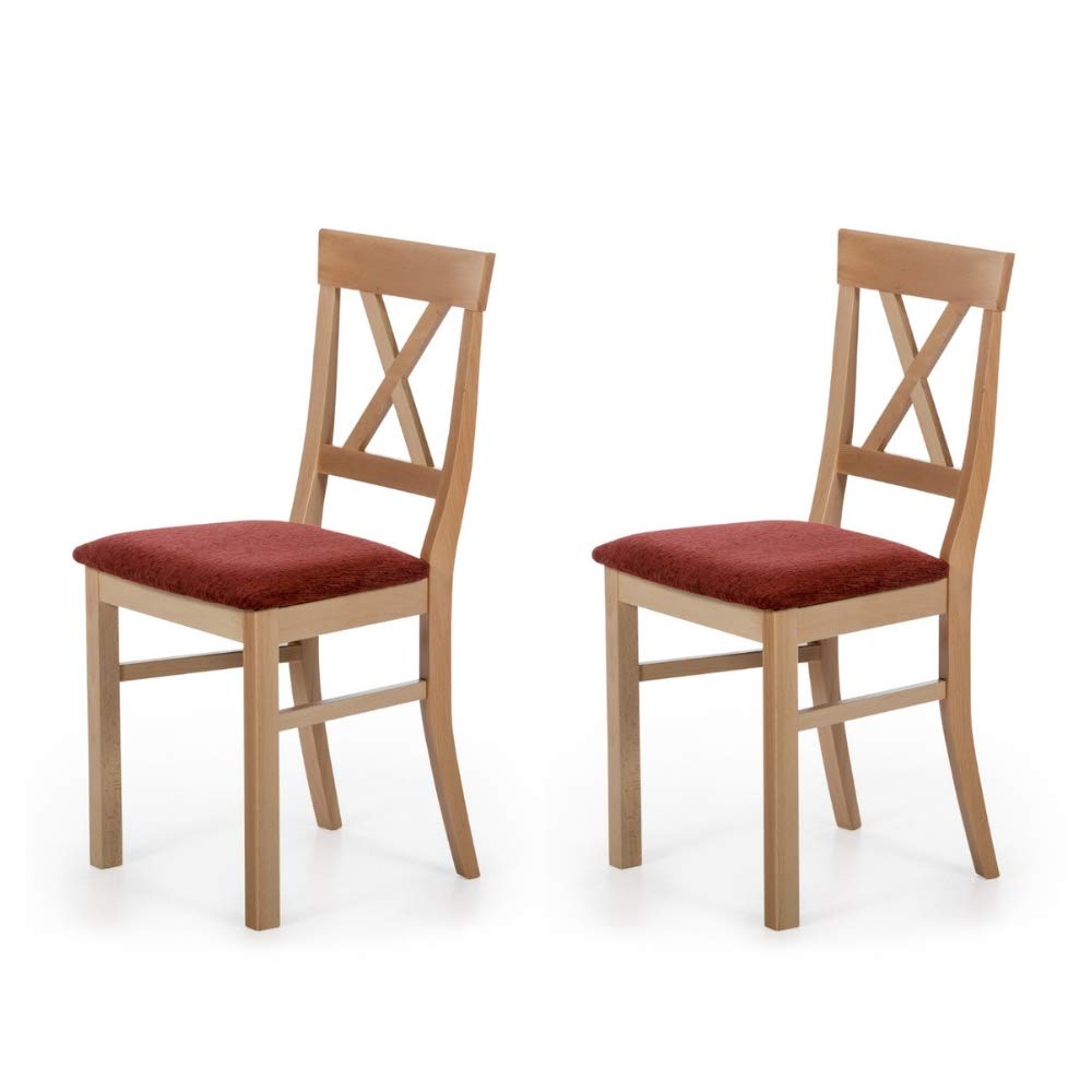 Alkove - Hayes - Set de 2 sillas de madera maciza con asiento tapizado (haya lacada)