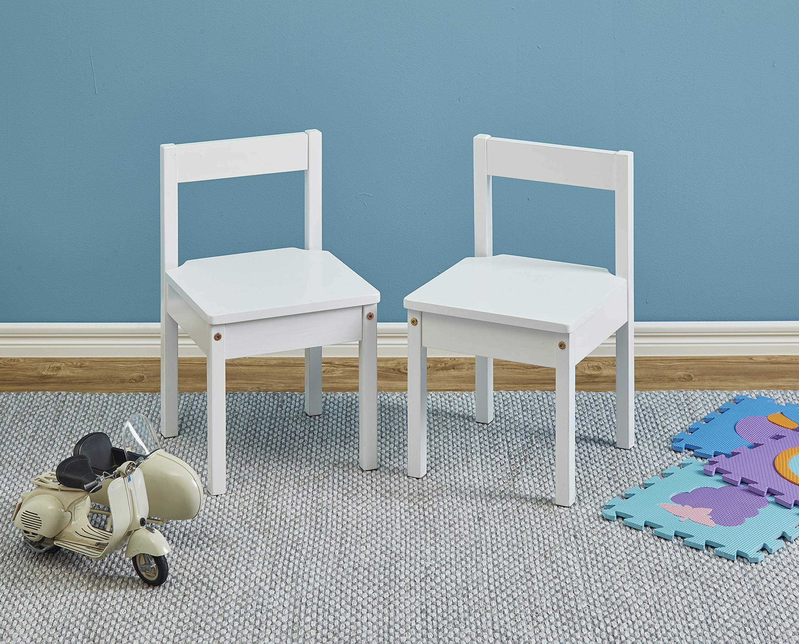 AmazonBasics Solid Wood Kid Chair Set, White, 26.5 inch, 2-Pack
