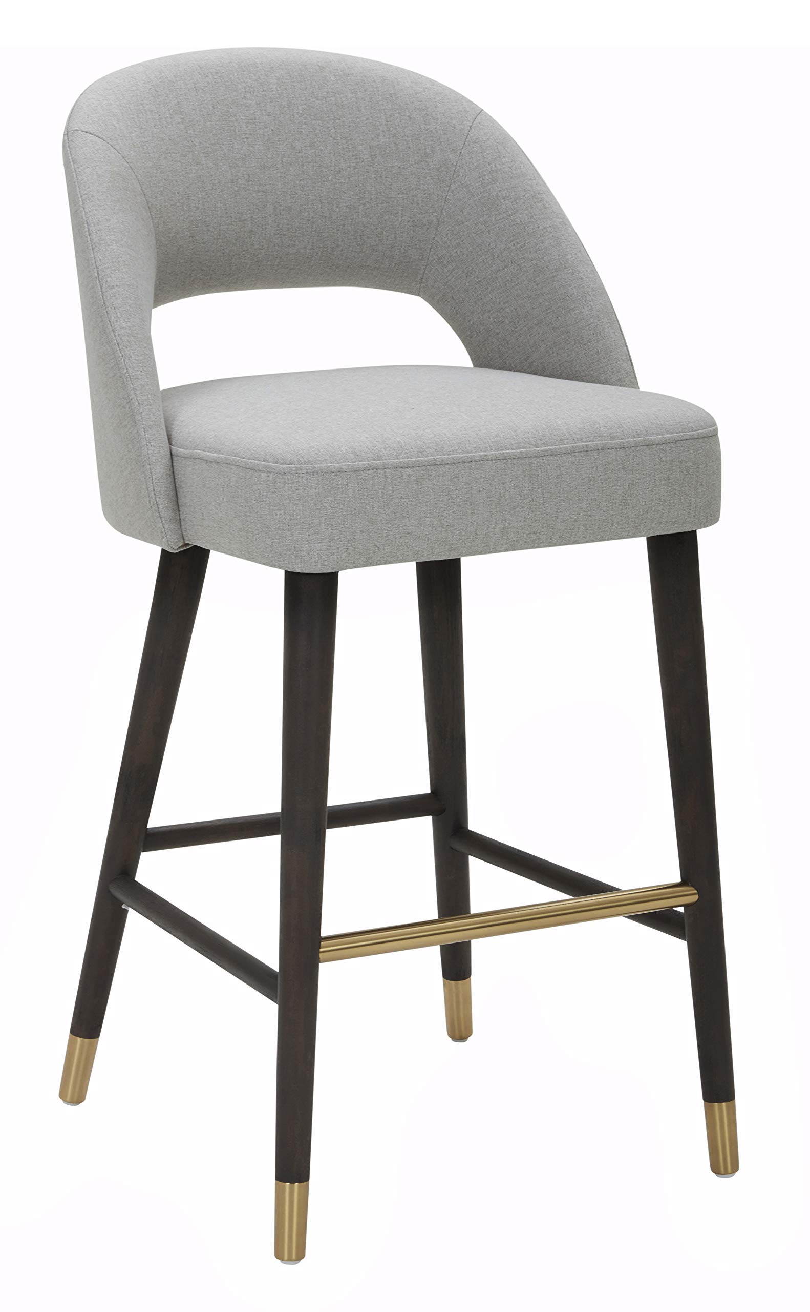 Amazon Brand – Rivet Whit Contemporary Upholstered Counter Height Stool with Gold Accents, 37"H, Felt Grey