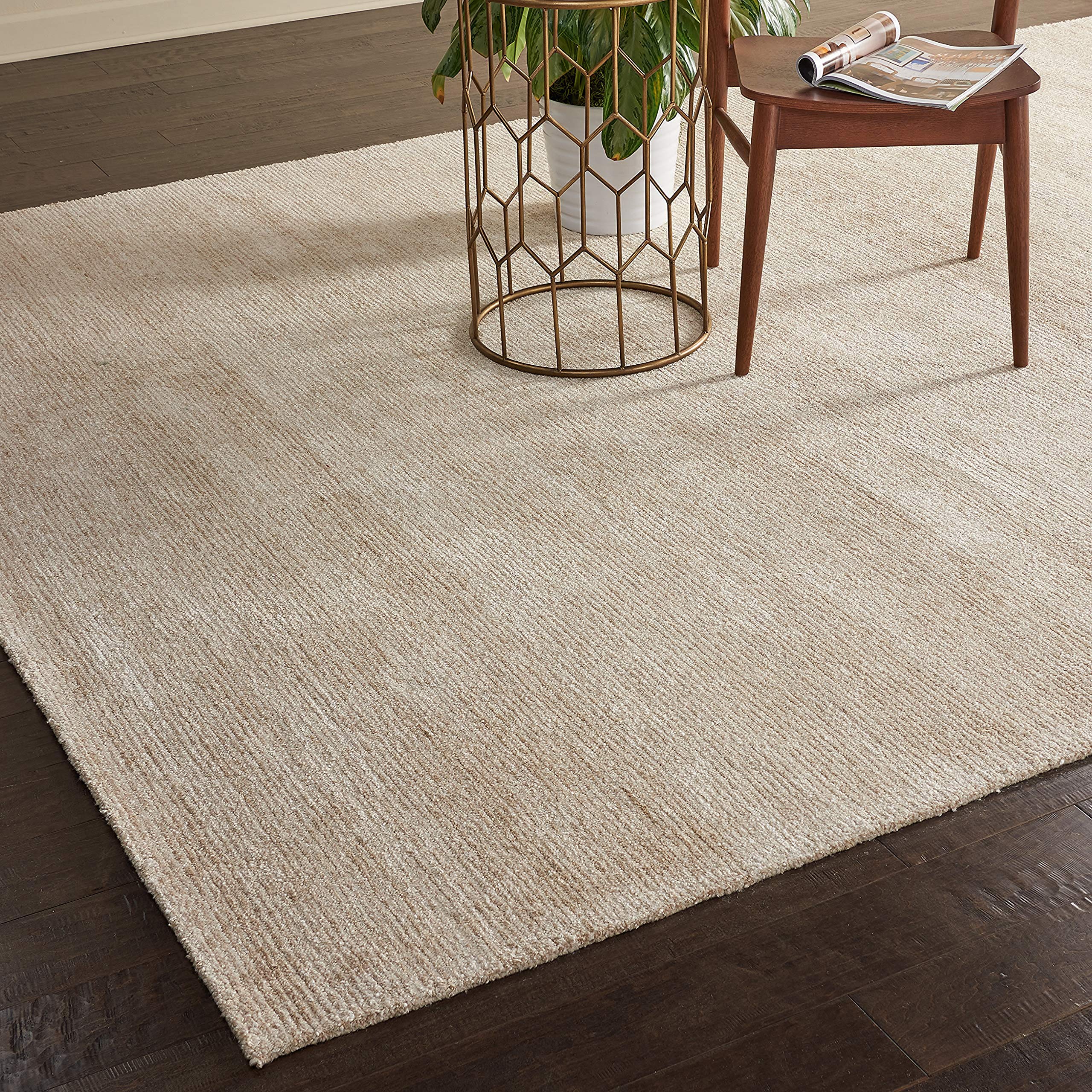 Amazon Brand – Rivet Contemporary Striated Jute Rug, 13' x 9' 3", Linen