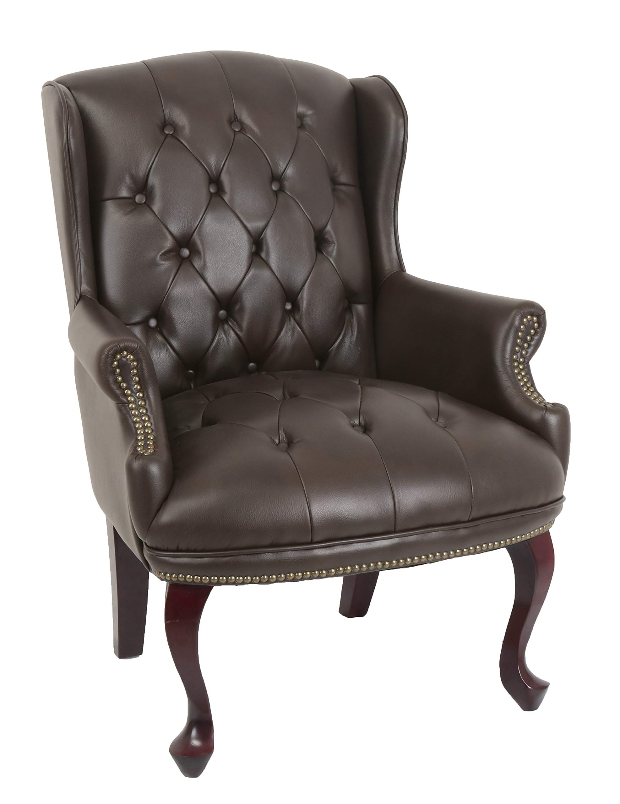 Amazon Brand – Ravenna Home Goodwin Faux Leather Tufted Wingback Club Accent Chair, 33"W, Brown
