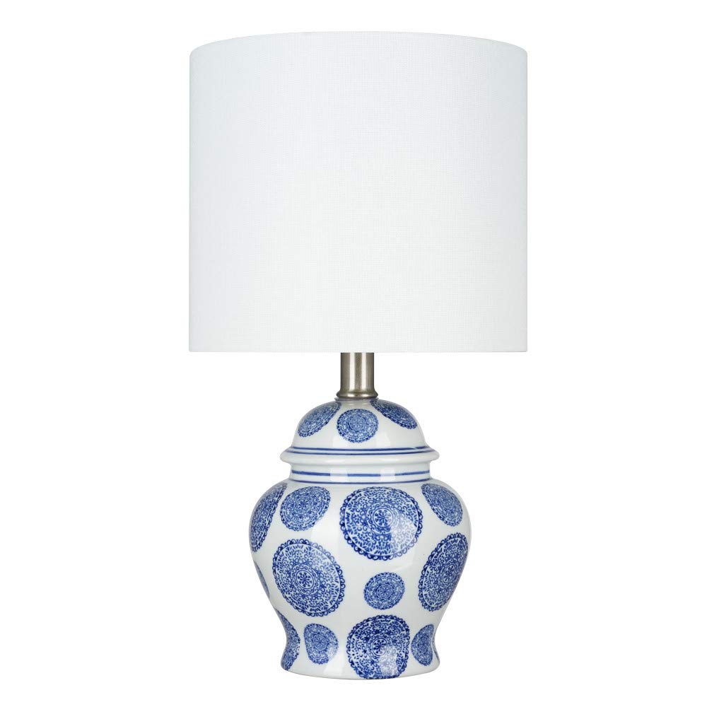 Amazon Brand – Ravenna Home Traditional Chinoiserie Ceramic Table Lamp, LED Bulb Included, 15"H, Blue Circle