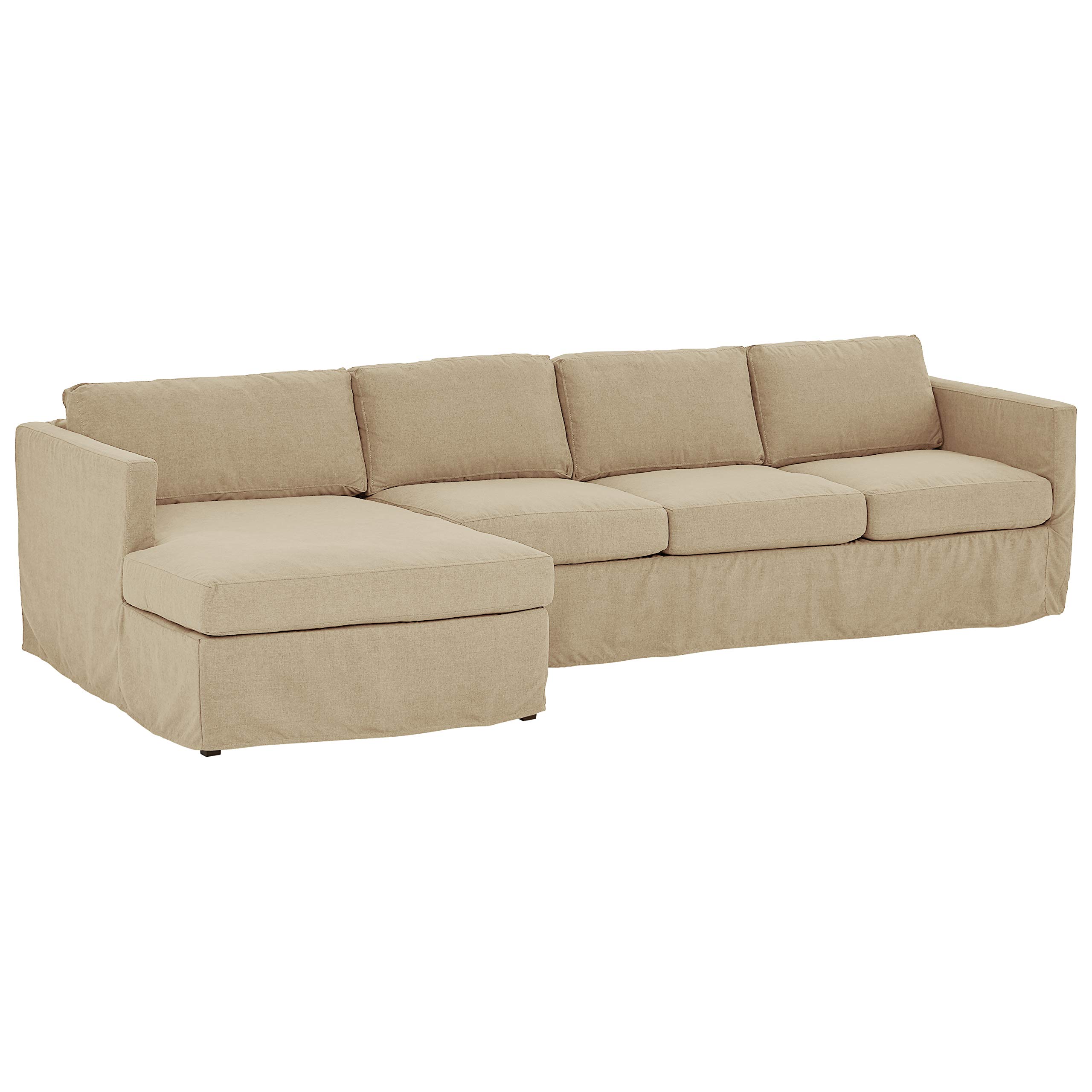 Amazon Brand – Stone & Beam Andover Slipcover Left-Facing Sofa-Chaise Sectional, 126"W, Linen Fabric