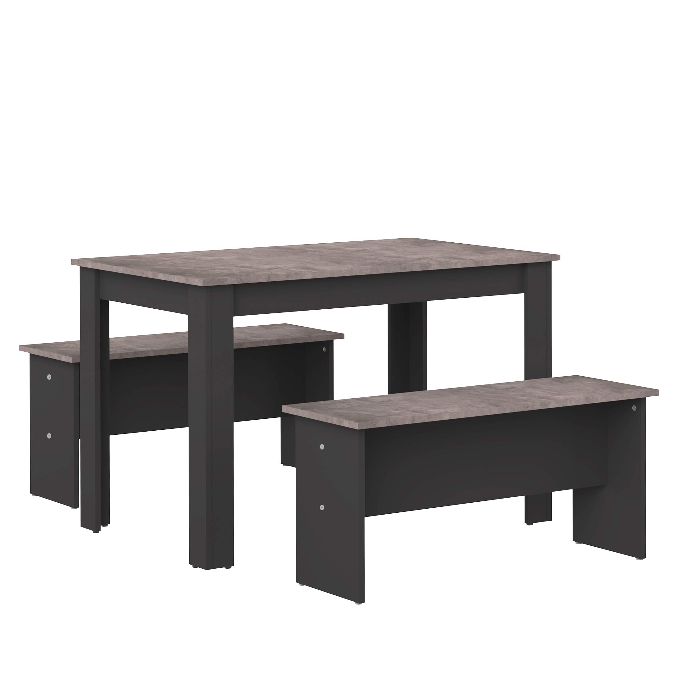 Marca Amazon - AmazonBasics - Juego de mesa de comedor con 2 bancos, 110 x 70 x 73 cm (largo x ancho x alto), roble y blanco