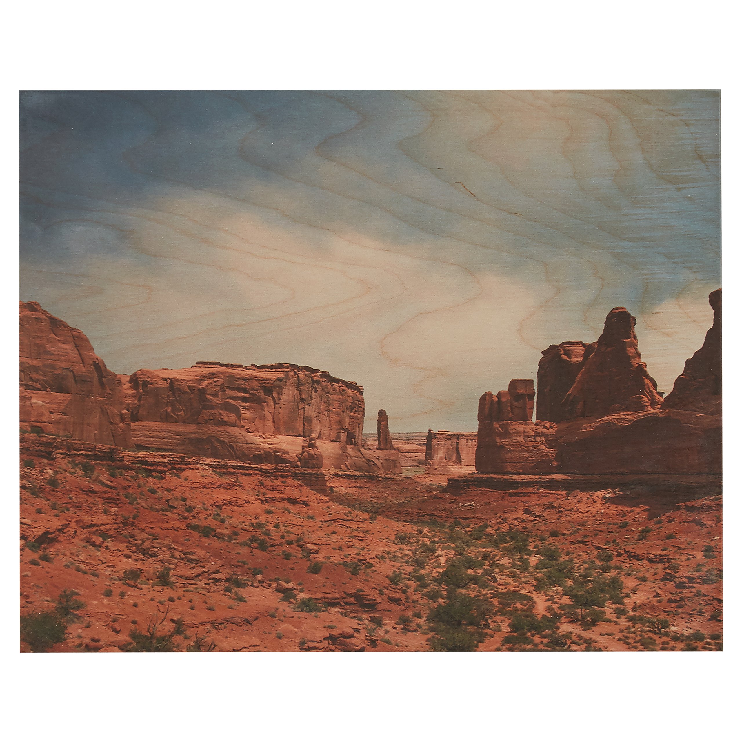 Amazon Brand – Rivet Photo Print Wall Art of Southwest Desert and Blue Sky Landscape on Wood, 20" x 16"