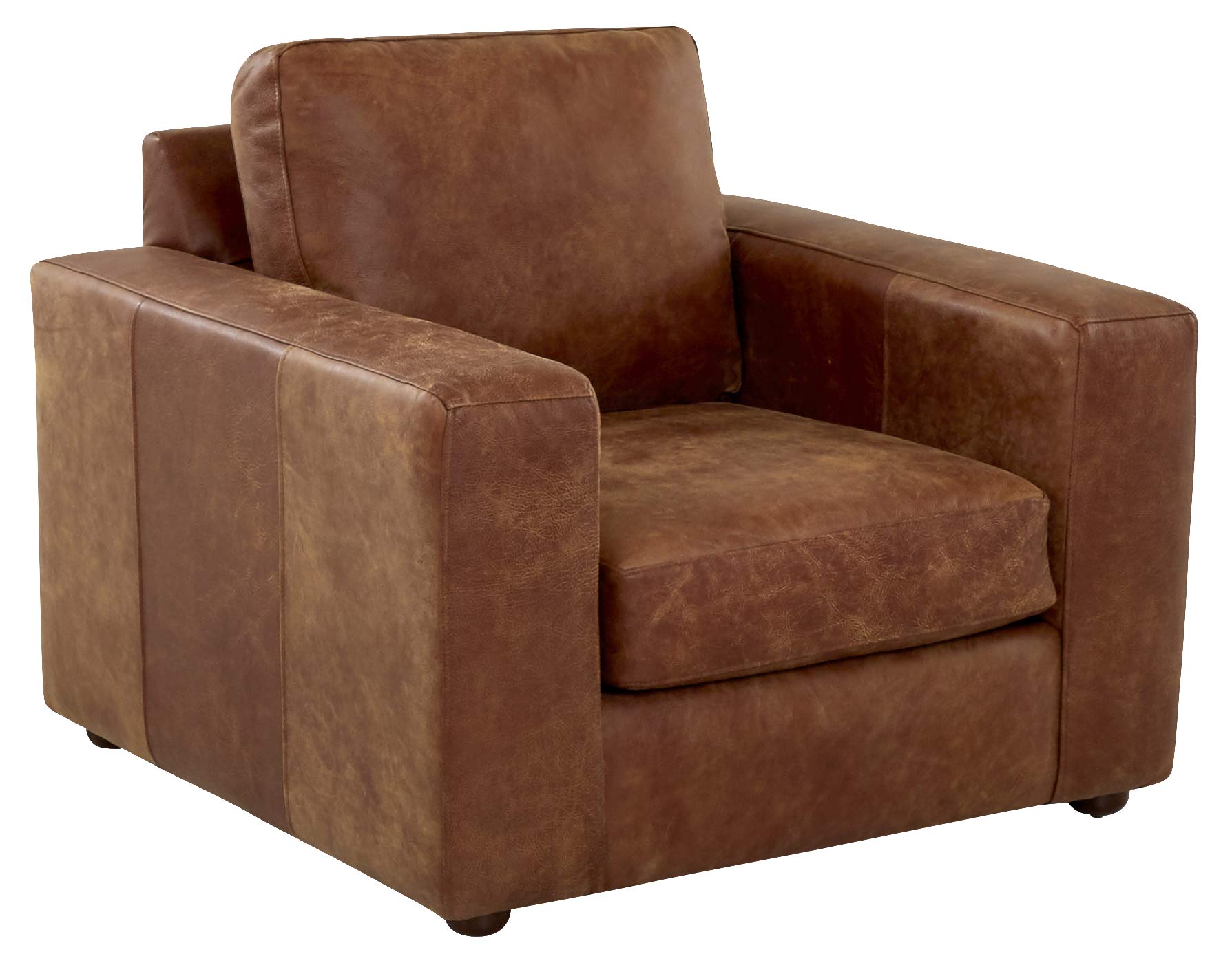 Amazon Brand – Stone & Beam Abigail Leather Living Room Chair, 40"W, Saddle Brown