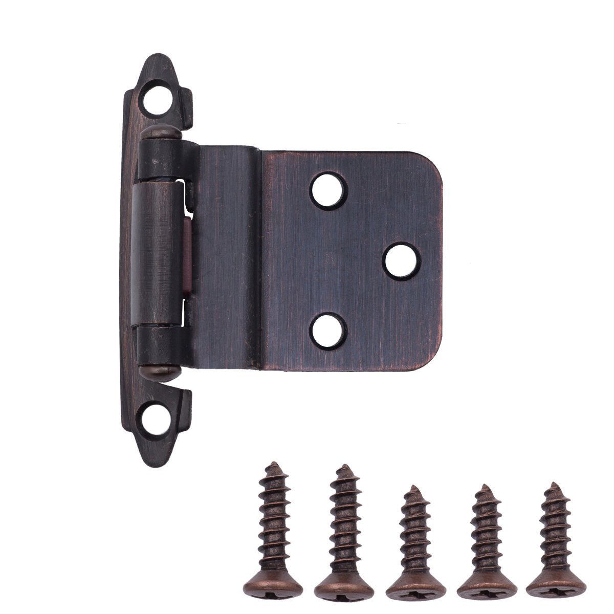 AmazonBasics 3/8 Inch Kitchen Inset Cabinet Door Hinge, Self-Closing, 1 Pair, Oil Rubbed Bronze, 10-Pack