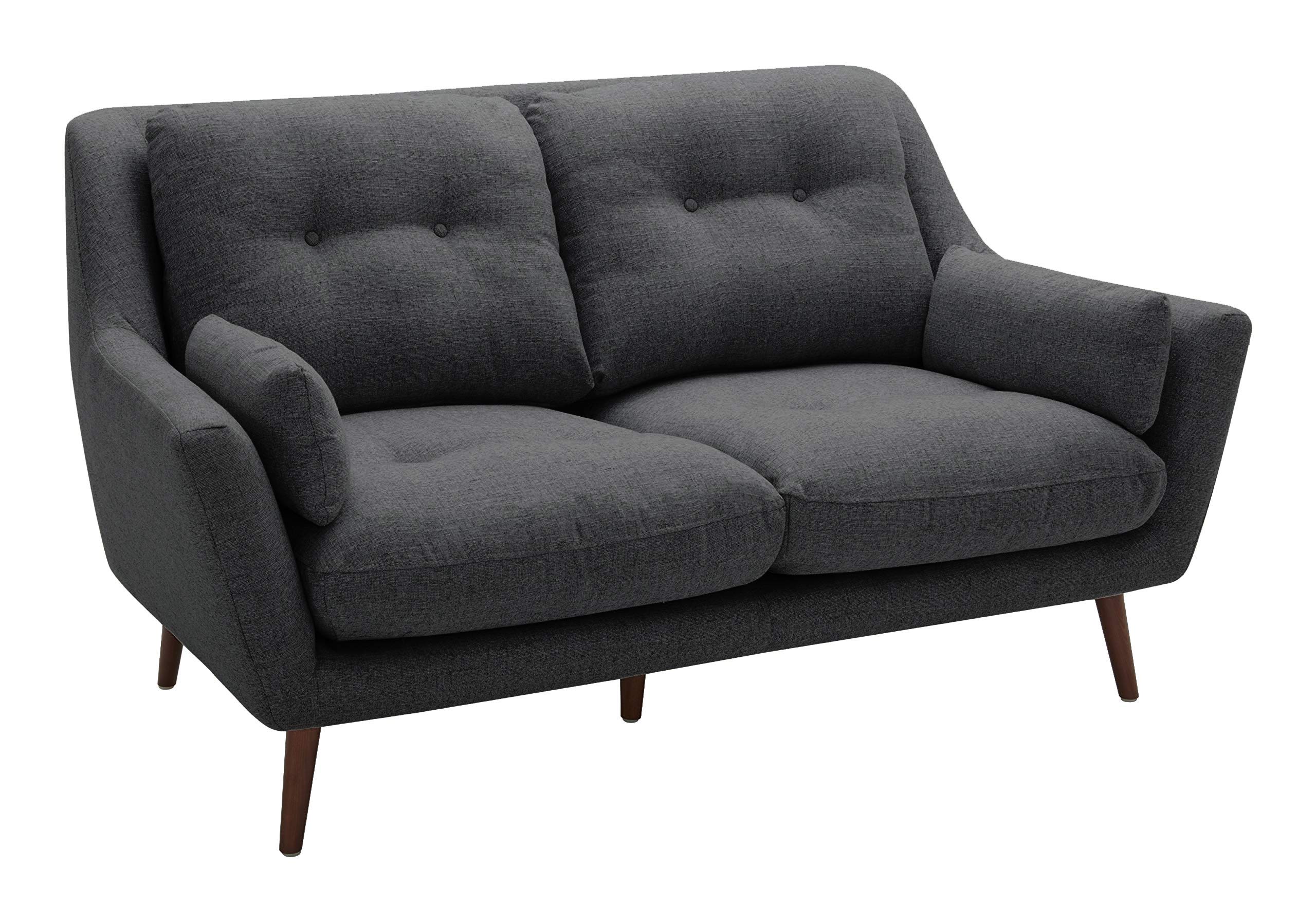 Amazon Brand – Rivet Brooker Down-Filled Mid-Century Love Seat, 65"W, Quarry