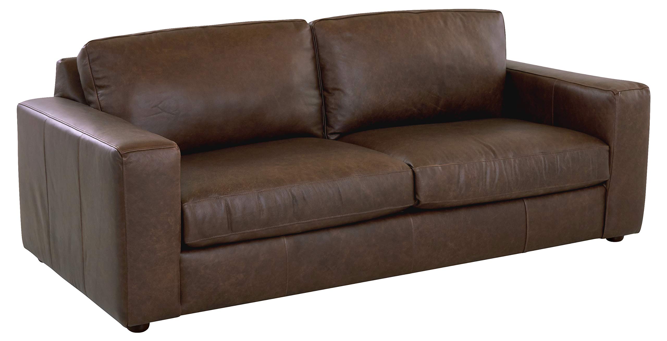 Amazon Brand – Stone & Beam Abigail Leather Sofa, 86"W, Dark Brown