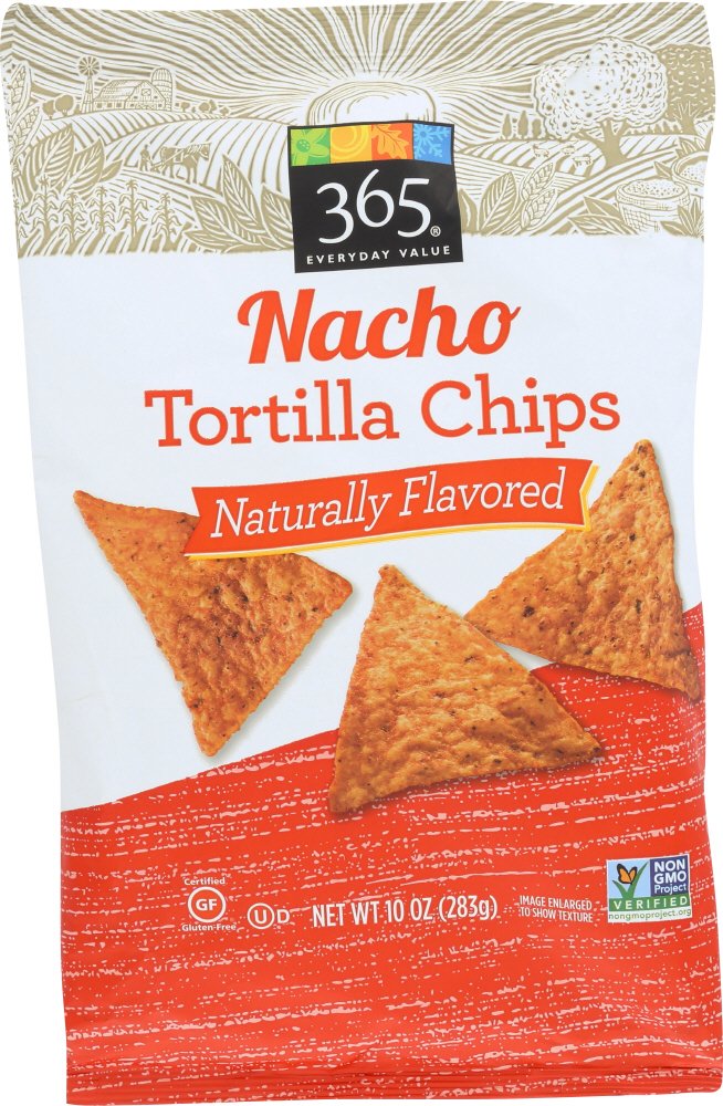 365 Tortilla Chips, Nacho, 10 oz