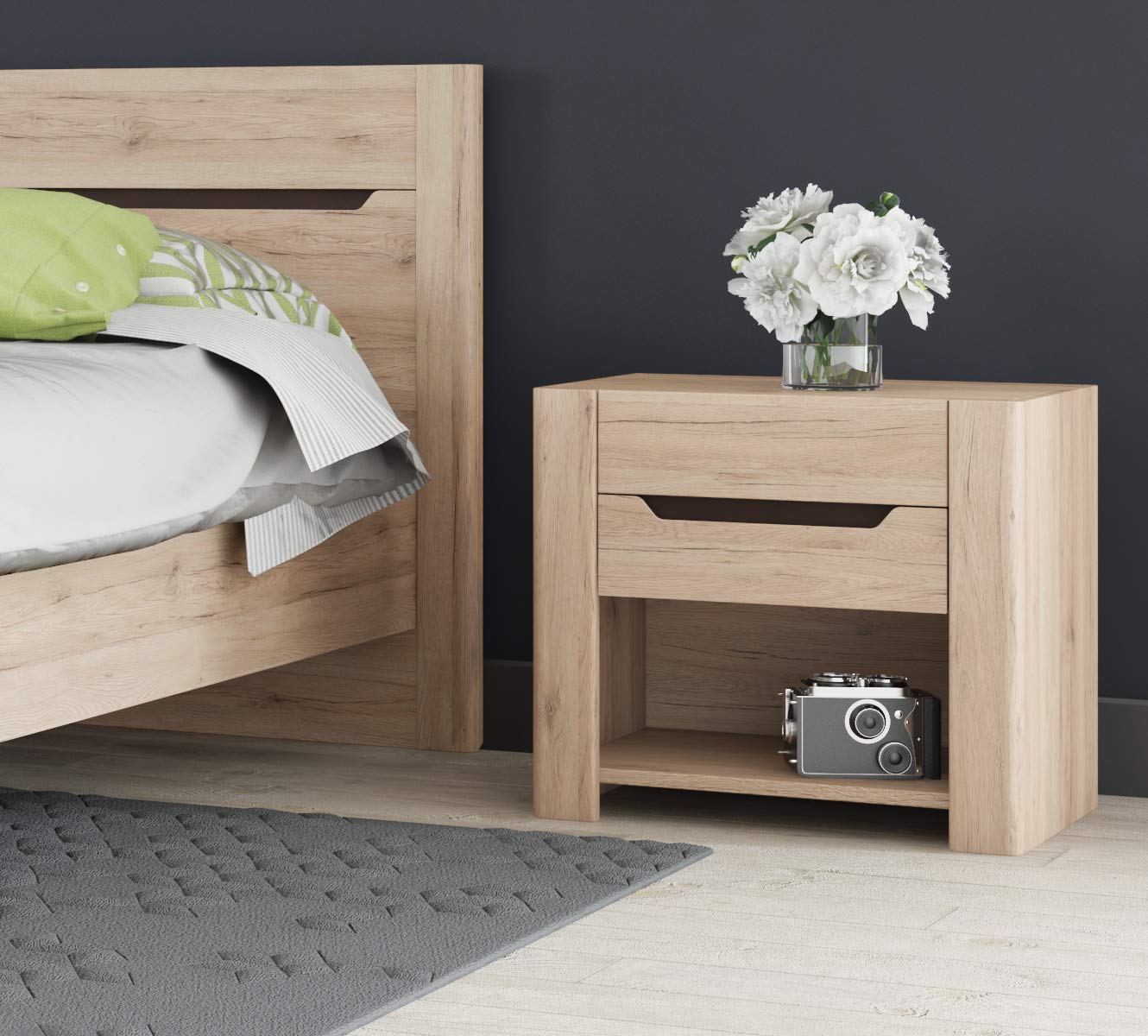 Amazon Marke - Movian Mira Nachttische, 57 x 51 x 42 cm, Sanremo-Eiche