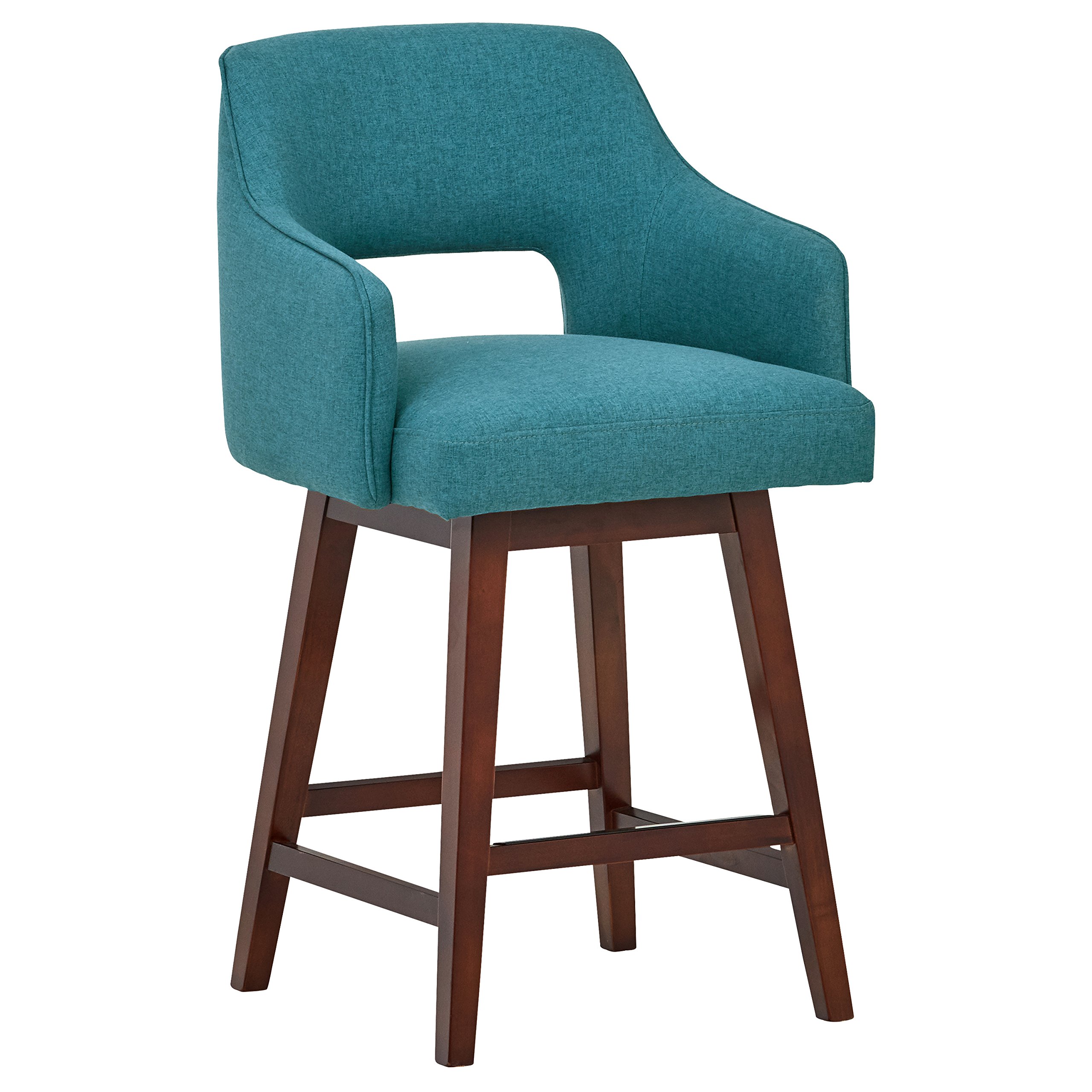 Amazon Brand – Rivet Malida Mid-Century Modern Open Back Swivel Kitchen Counter Height Stool, 37"H, Aqua