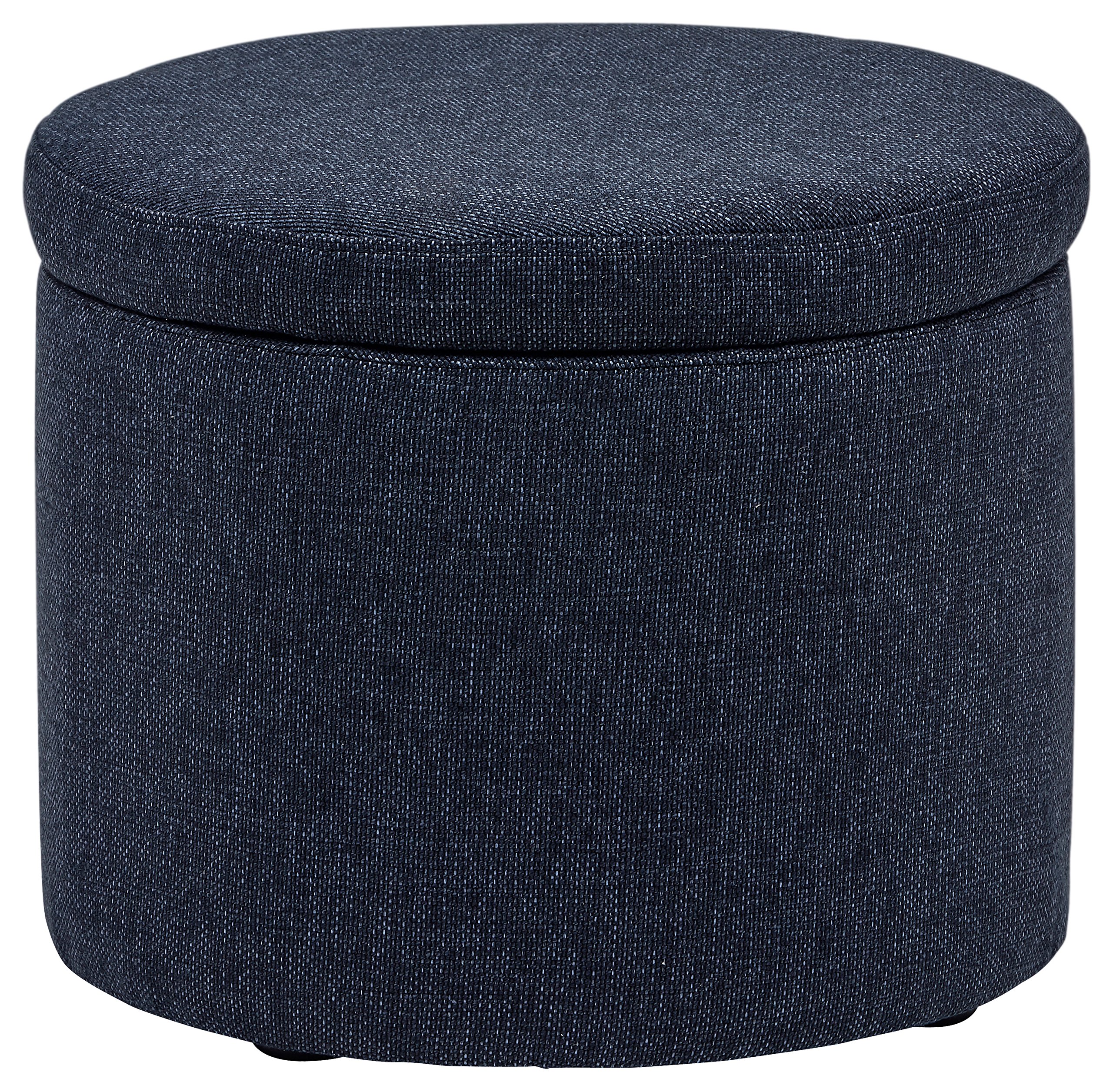 Amazon Brand – Rivet Madison Modern Round Lift-Top Storage Tray Ottoman Pouf, 19.7"W, Denim