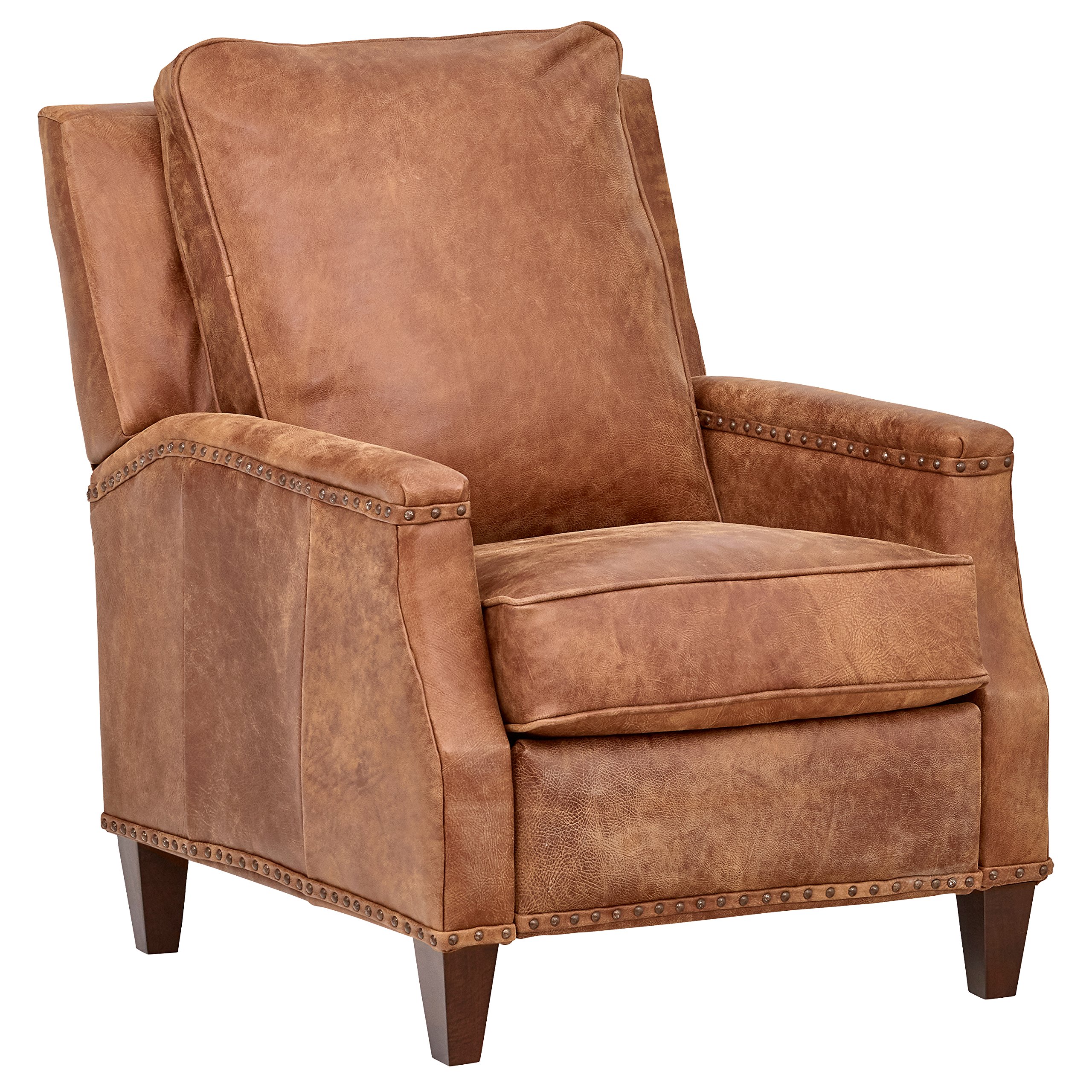 Amazon Brand – Stone & Beam Marin Studded Leather Recliner Chair, 30"W, Saddle Brown