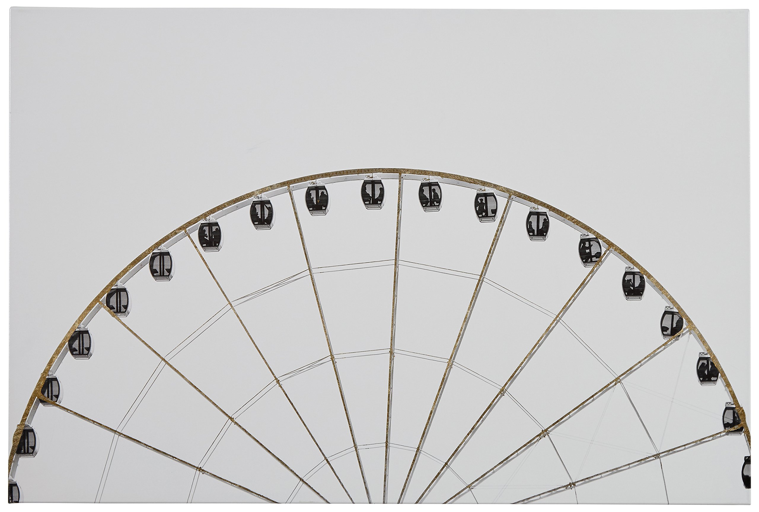Amazon Brand – Rivet Black and White Print of The Golden Ferris Wheel on Canvas Wall Art 15" x 10"