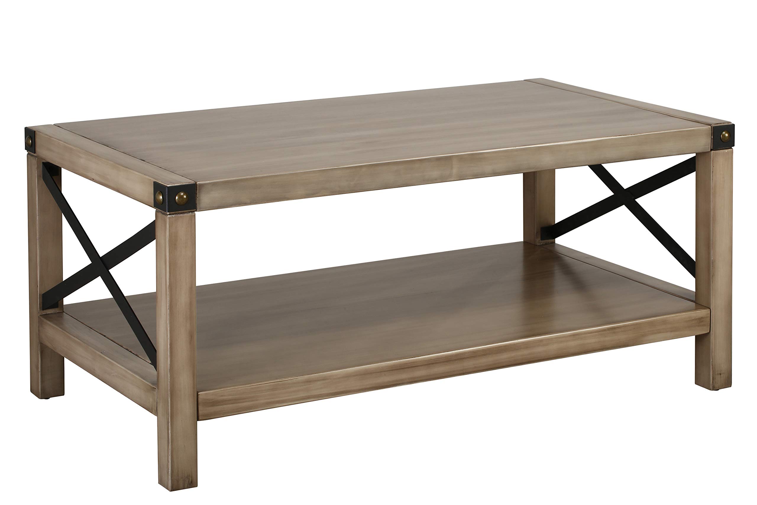 Amazon Brand – Ravenna Home Modern Farmhouse Coffee Table, 40"W, Antique Gray Pine