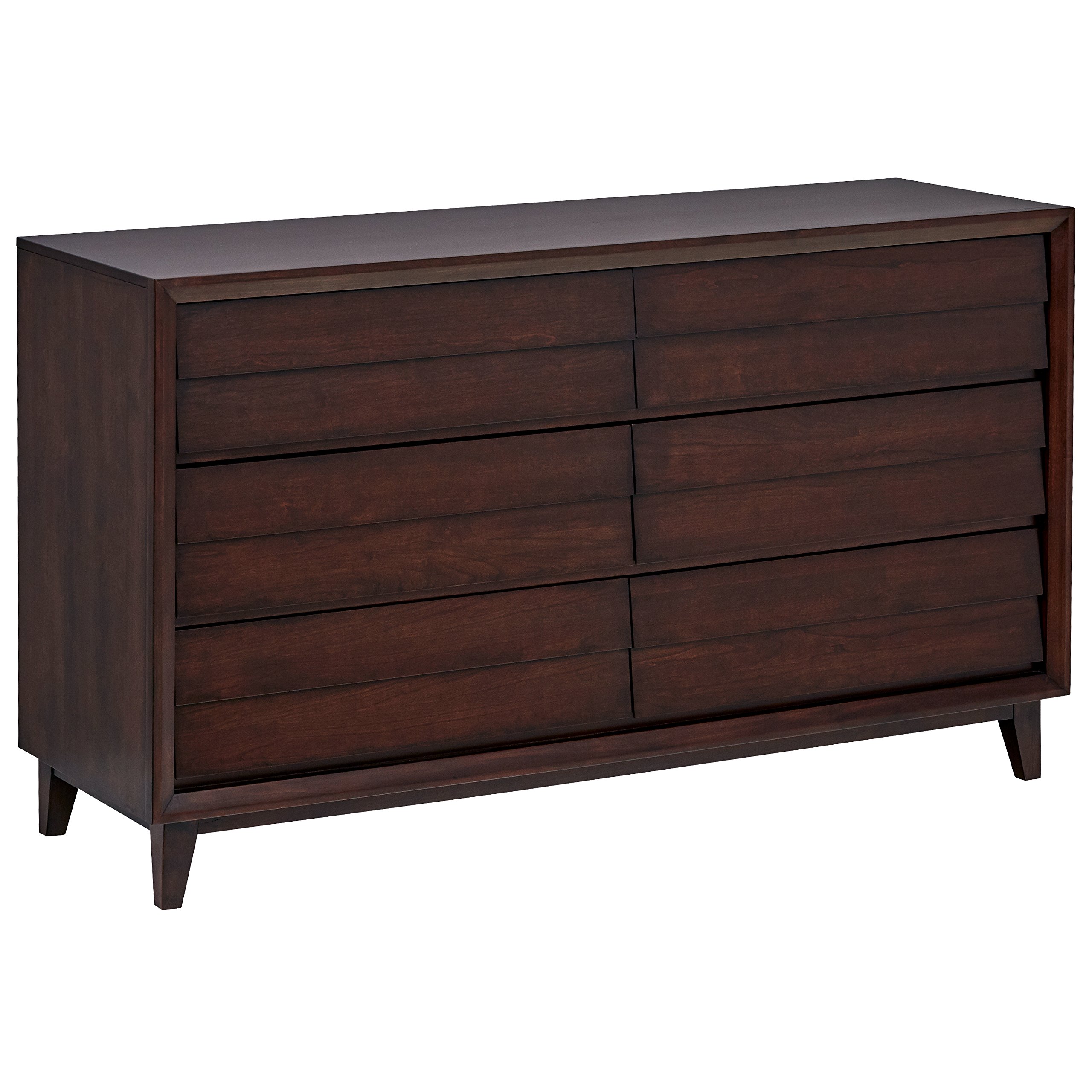 Amazon Brand – Rivet Ventura Mid-Century Louvered Dresser, 60"W, Cherry