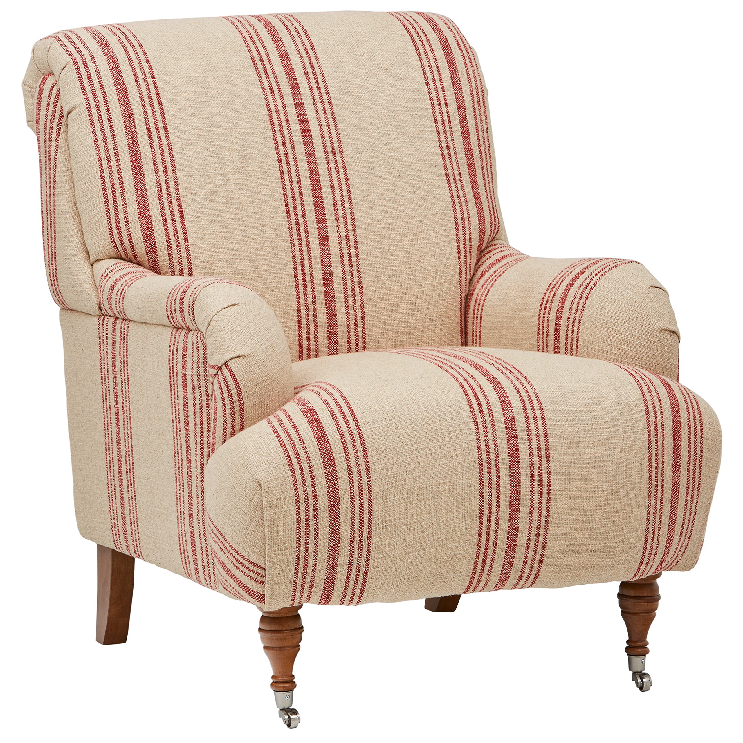 Amazon Brand – Stone & Beam Aubree Farmhouse Accent Arm Chair, 32"W, Striped Red Linen
