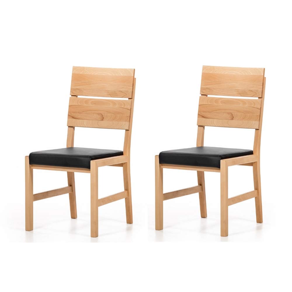 Marchio Amazon - Alkove - Hayes - Set da 2 sedie per sala da pranzo in legno massello con seduta imbottita, in faggio
