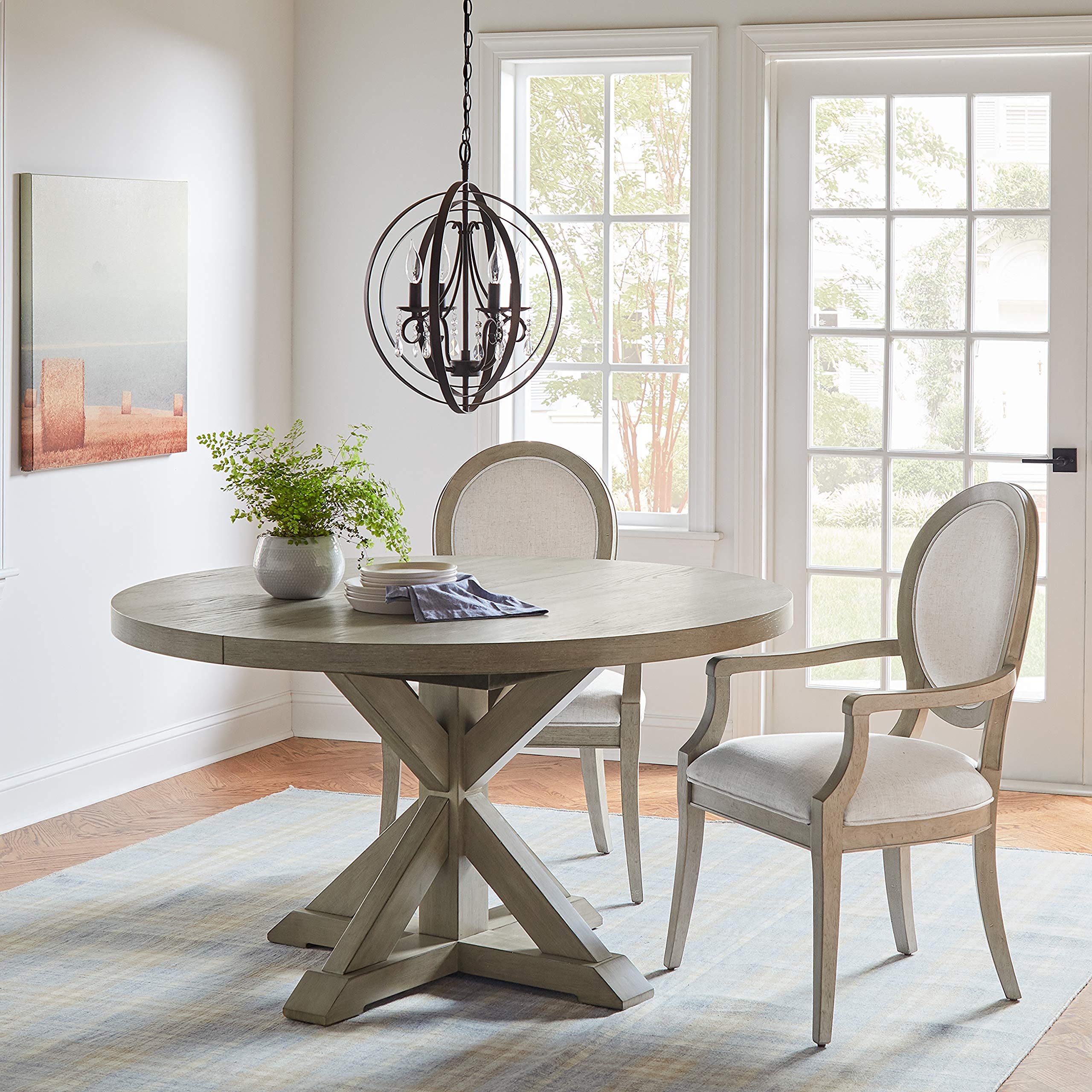 Amazon Brand – Stone & Beam Casual Plaid Area Rug, 5 x 8 Foot, Flatweave, Light Grey, Beige