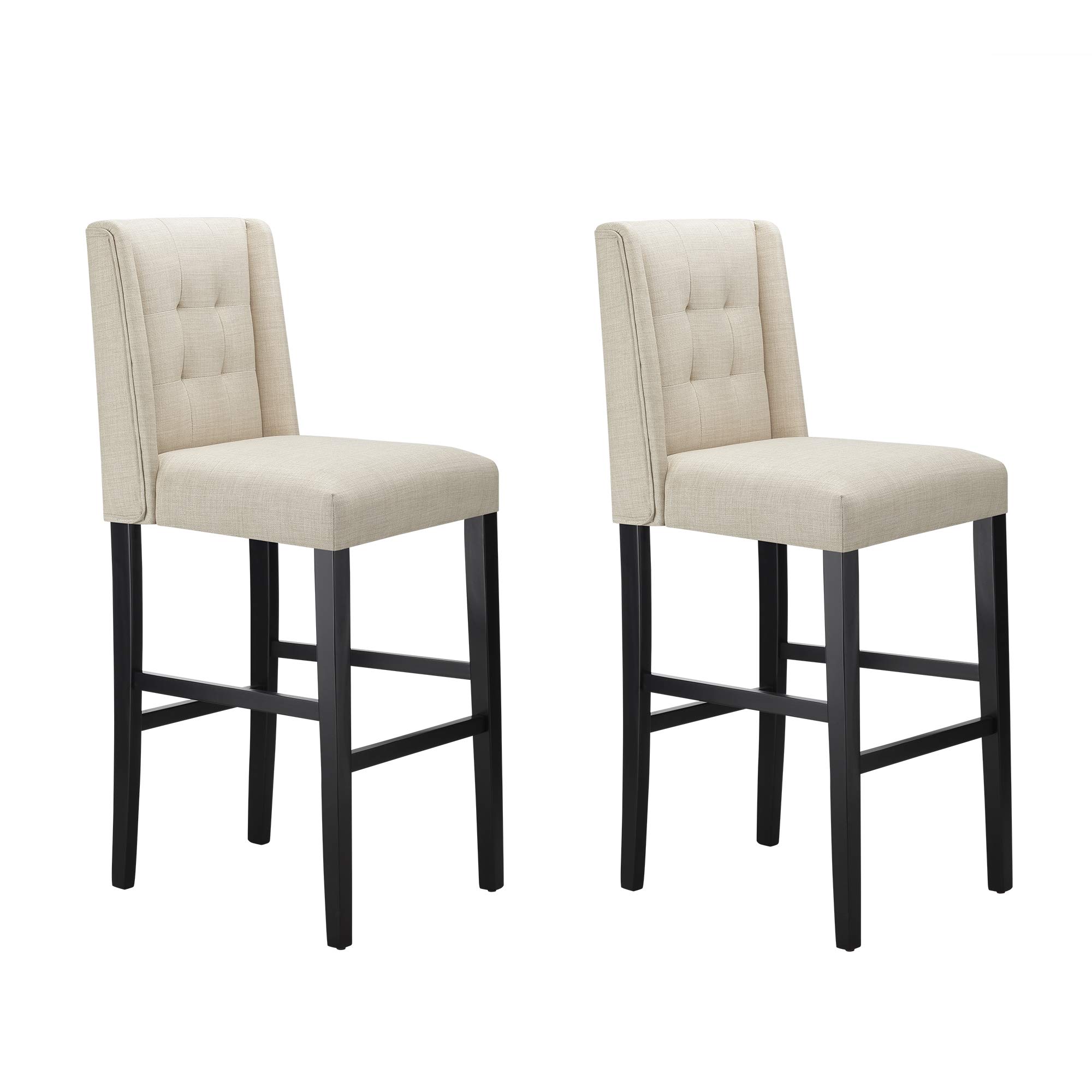 Amazon Brand – Ravenna Home Modern upholstery Bar Stool with Back, 30" seat Height, Beige, Set of 2